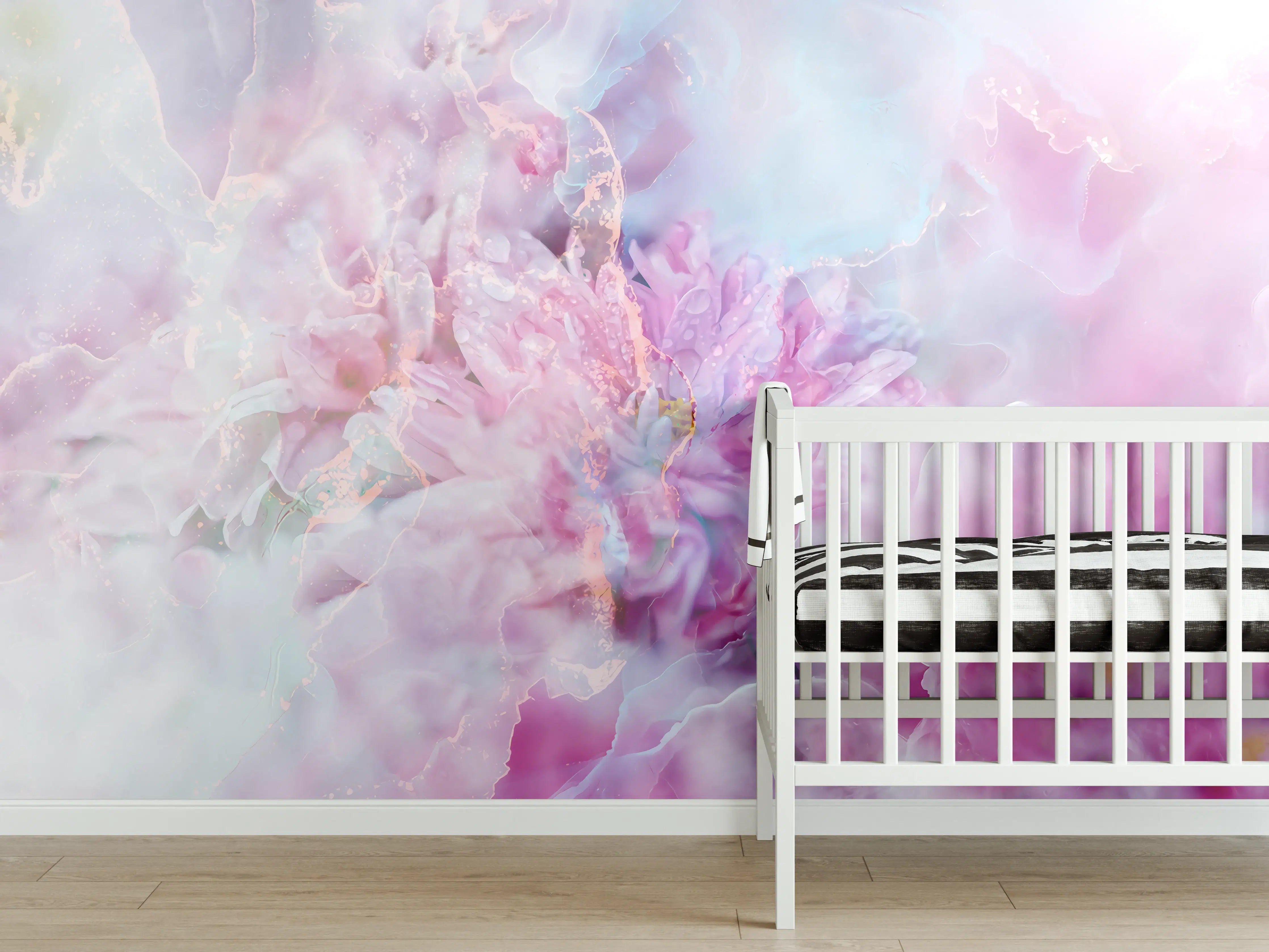 Babyzimmer Wandgestaltung - Florales Portrait - Pastell