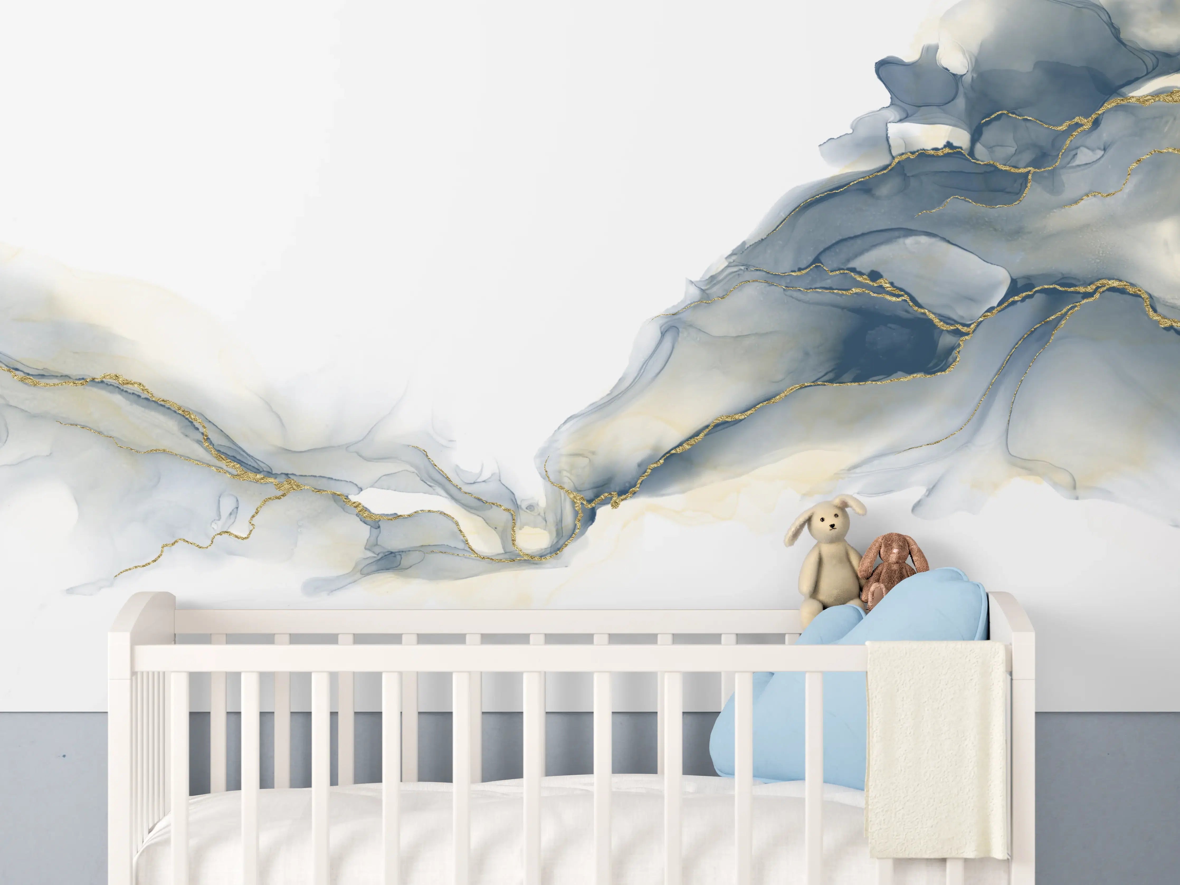 Babyzimmer Wandgestaltung - Flüssigkunstmalerei - Alkoholtintenkunst