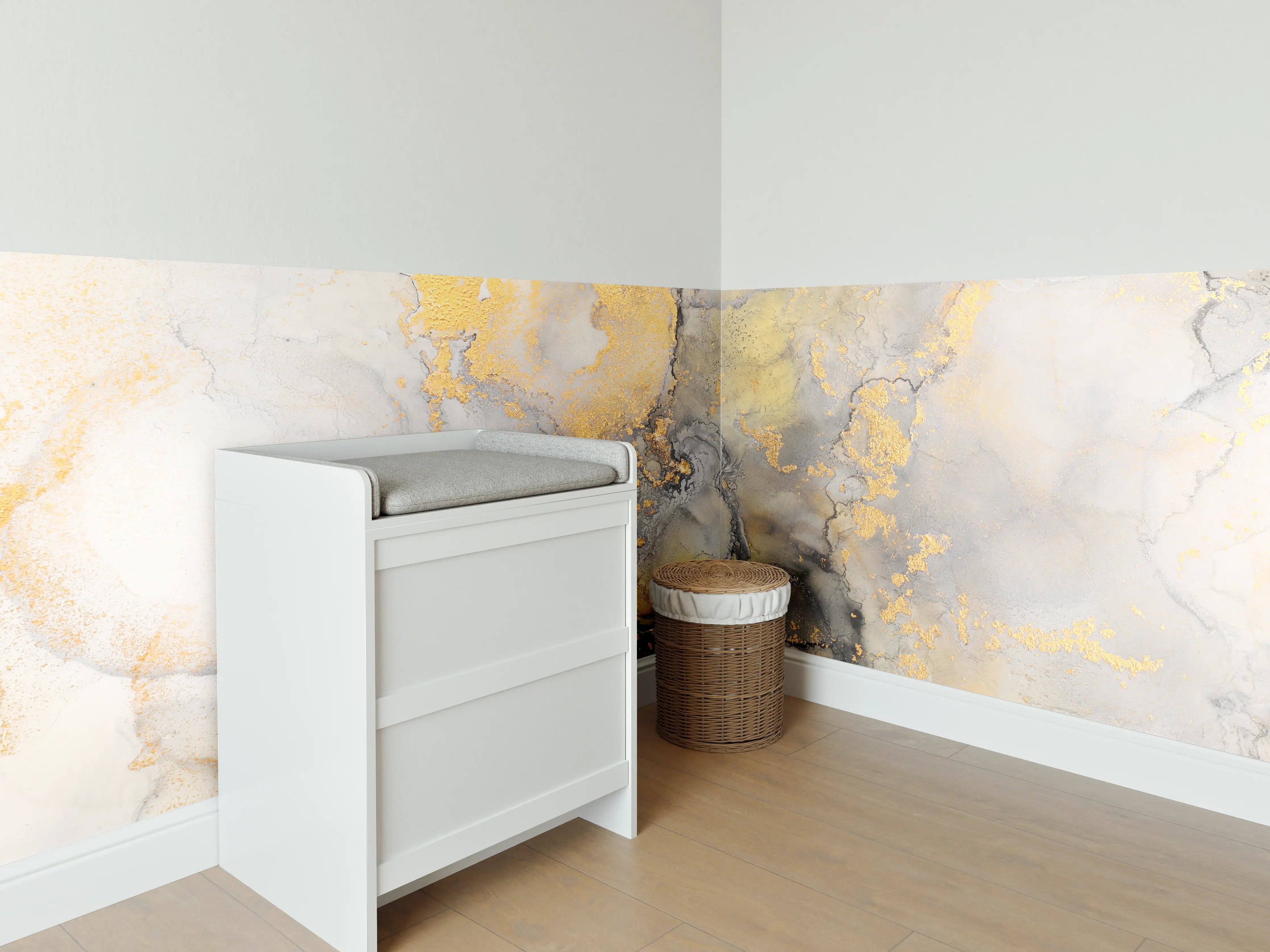 Babyzimmer Wandgestaltung - Flüssigkunstmalerei mit Alkoholtinte