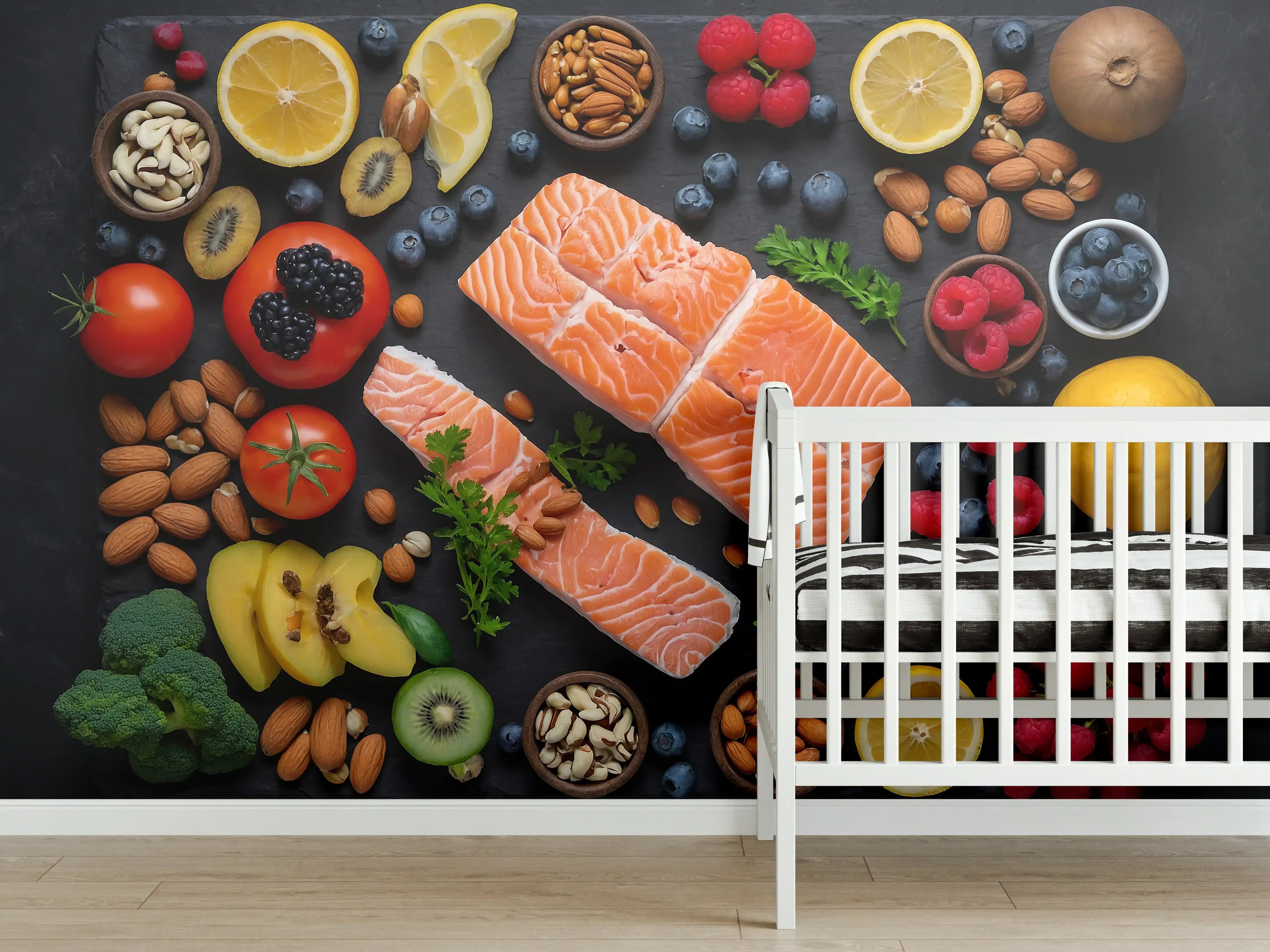 Babyzimmer Wandgestaltung - Frischer Lachs mit Beeren
