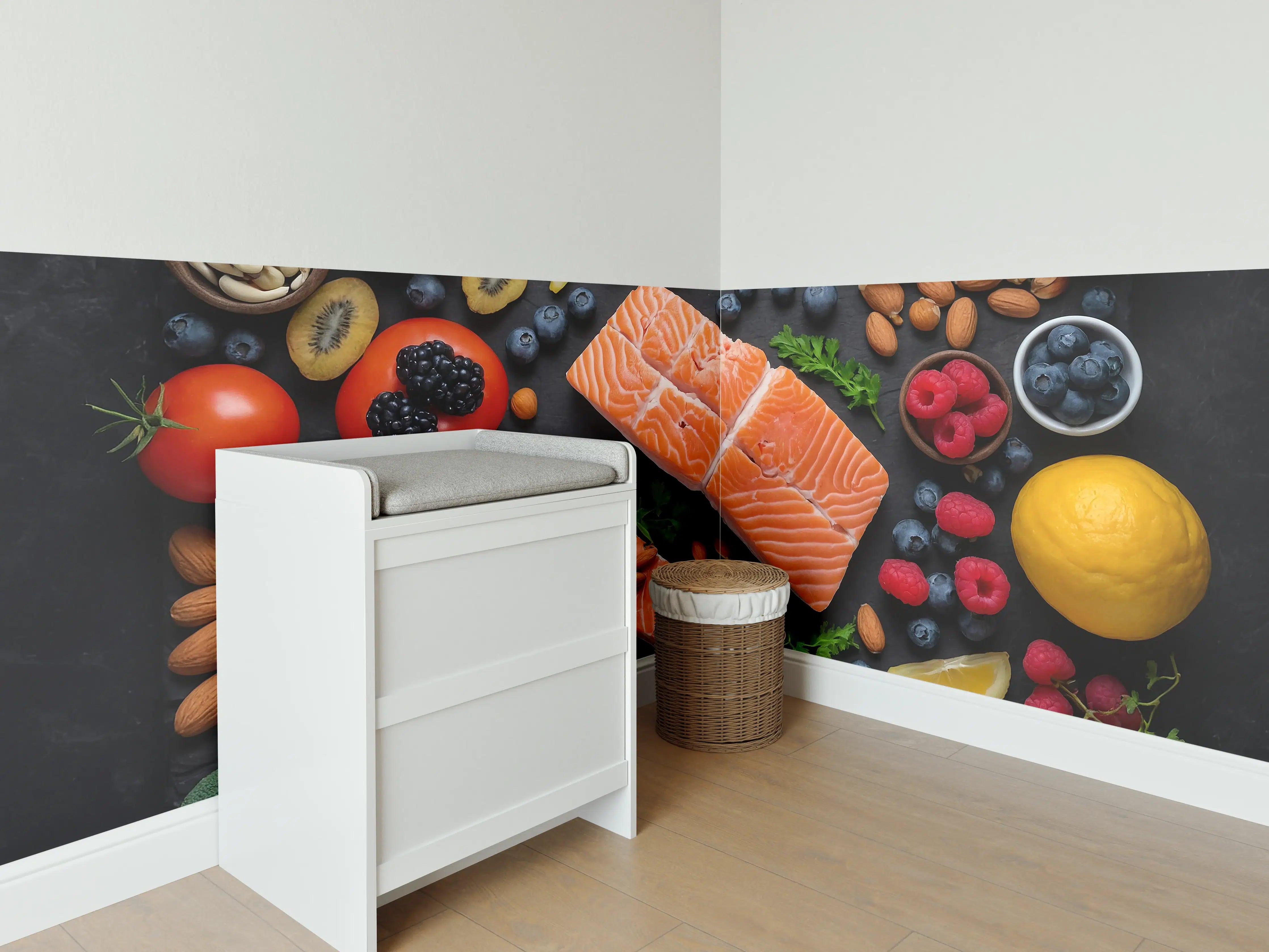 Babyzimmer Wandgestaltung - Frischer Lachs mit Beeren
