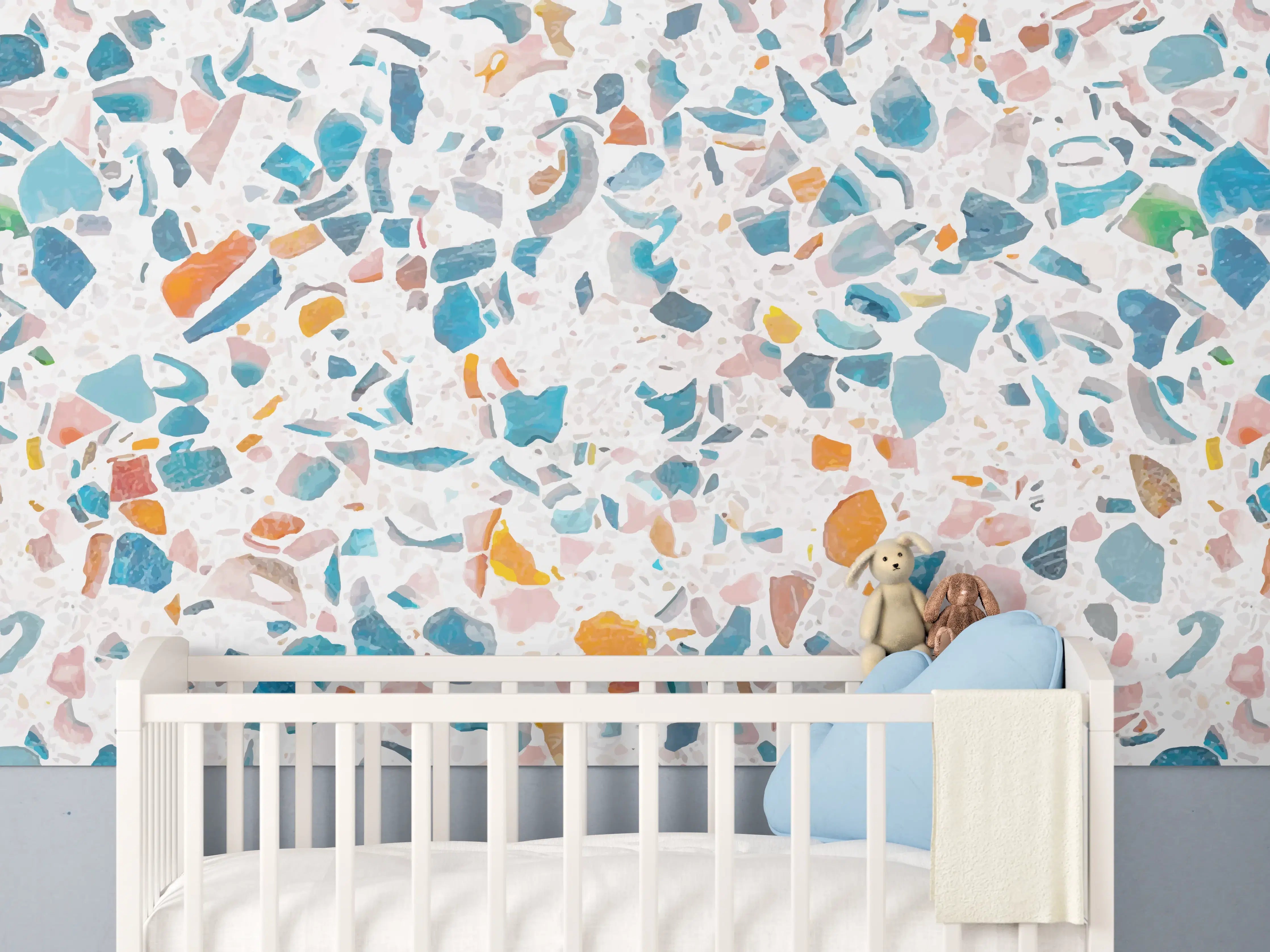 Babyzimmer Wandgestaltung - Frisches Terrazzo-Design Bunt