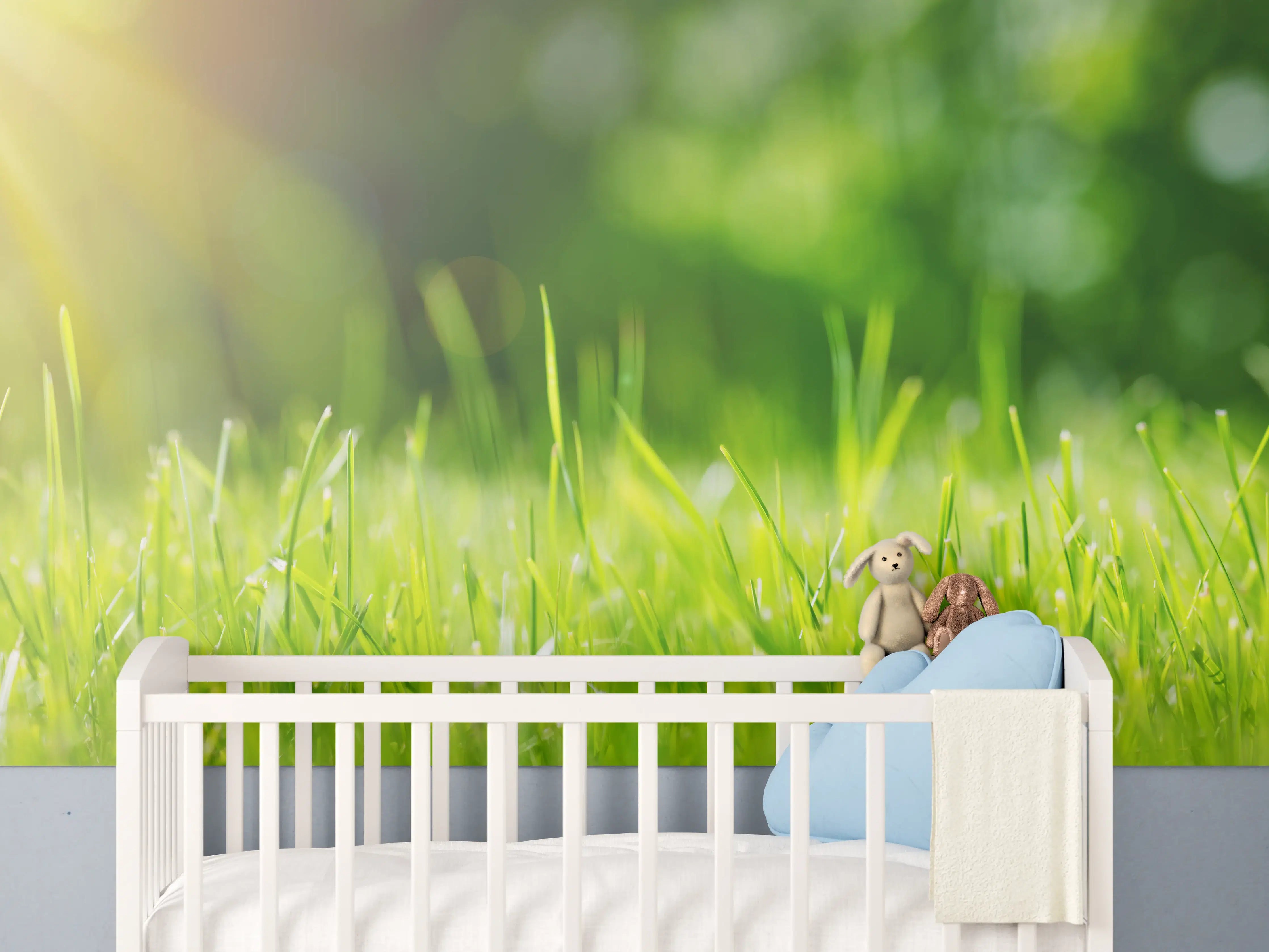 Babyzimmer Wandgestaltung - Frisches grünes Gras