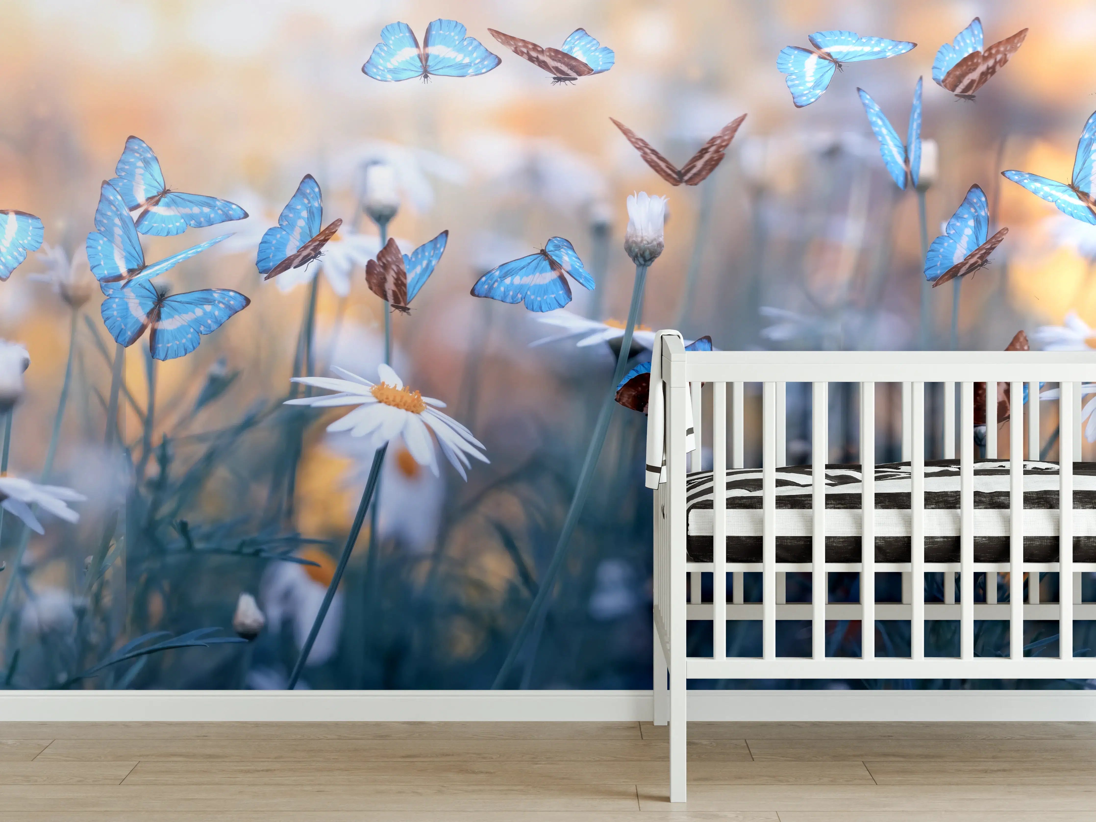 Babyzimmer Wandgestaltung - Frühling Naturlandschaft mit wilden Blumen