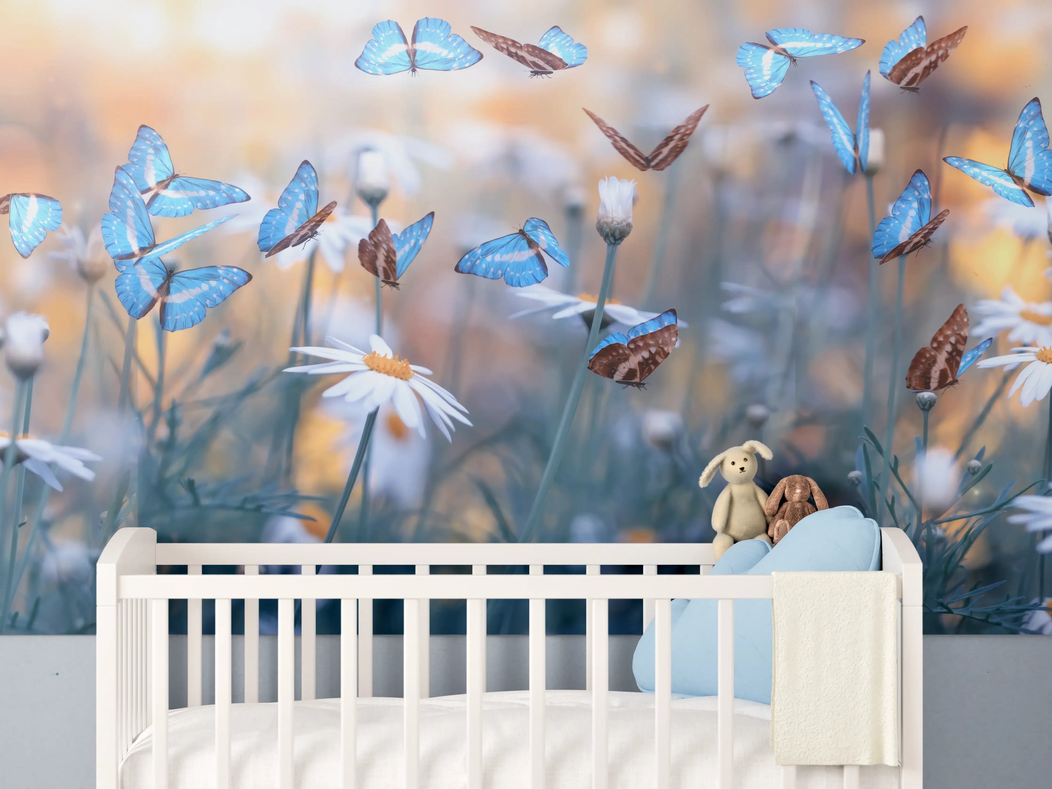 Babyzimmer Wandgestaltung - Frühling Naturlandschaft mit wilden Blumen