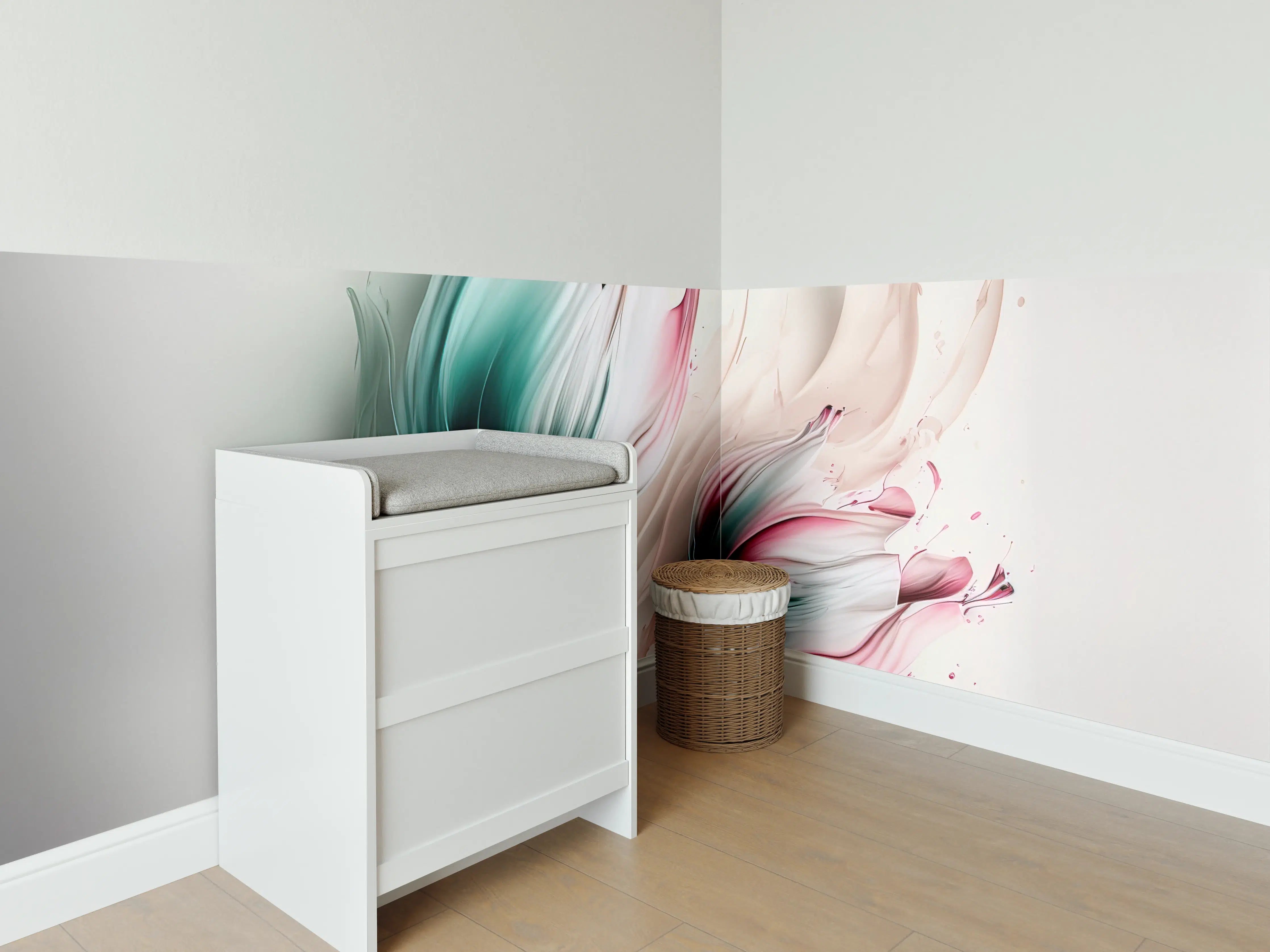 Babyzimmer Wandgestaltung - Frühlings-Tulpen in Fluid Art