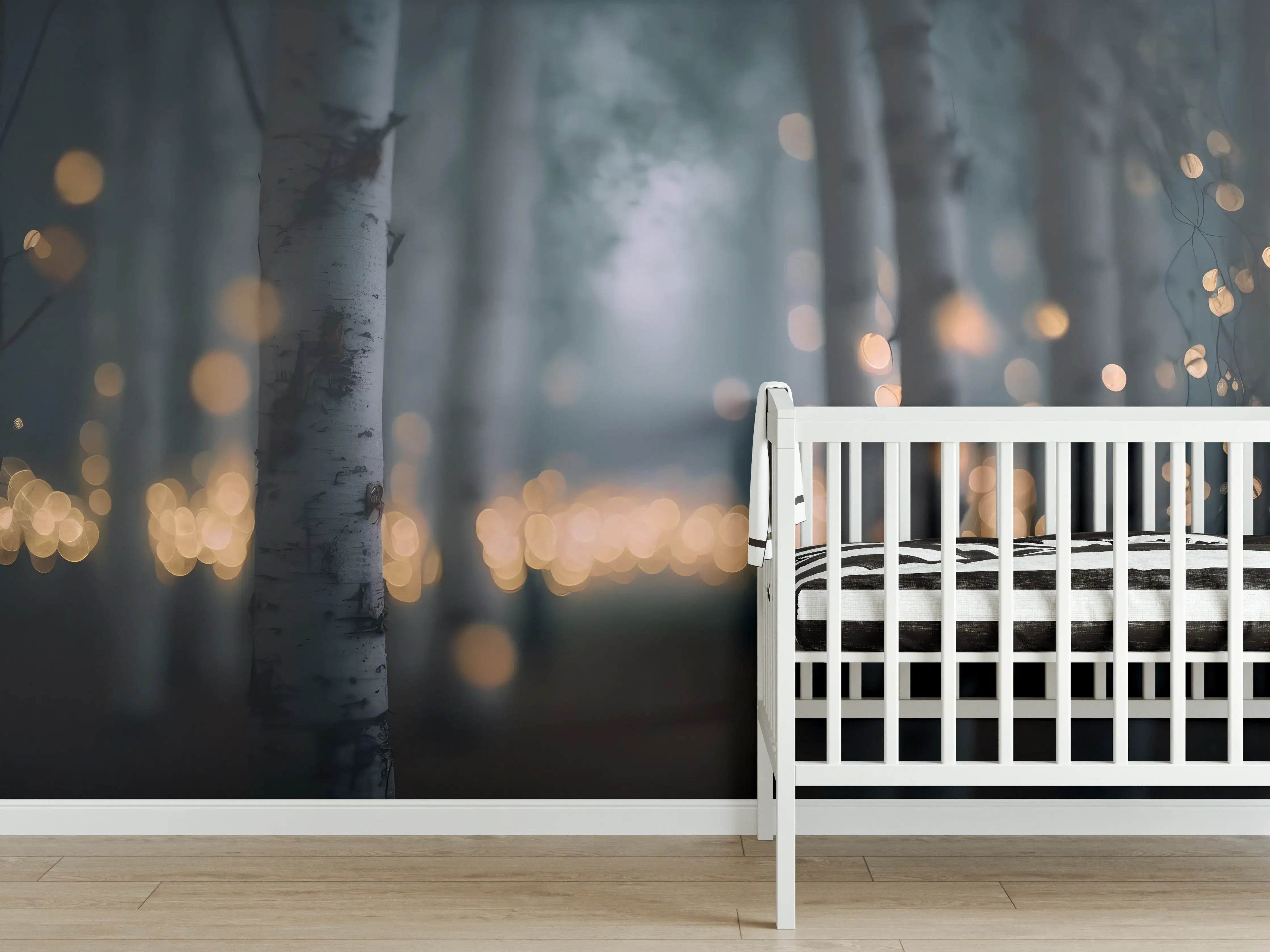 Babyzimmer Wandgestaltung - Funkelnder Birkenwald