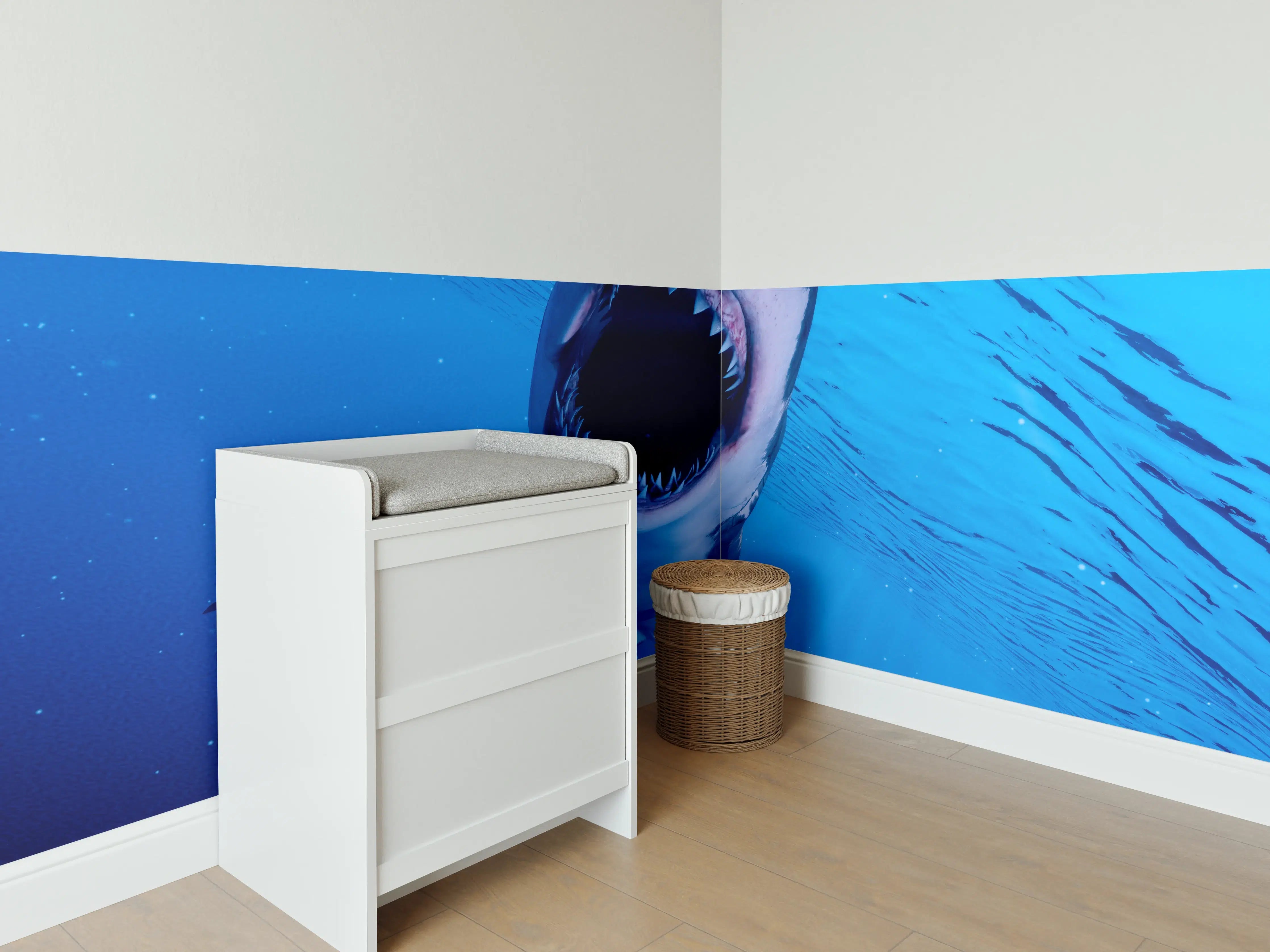 Babyzimmer Wandgestaltung - Furchterregender großer weißer Hais