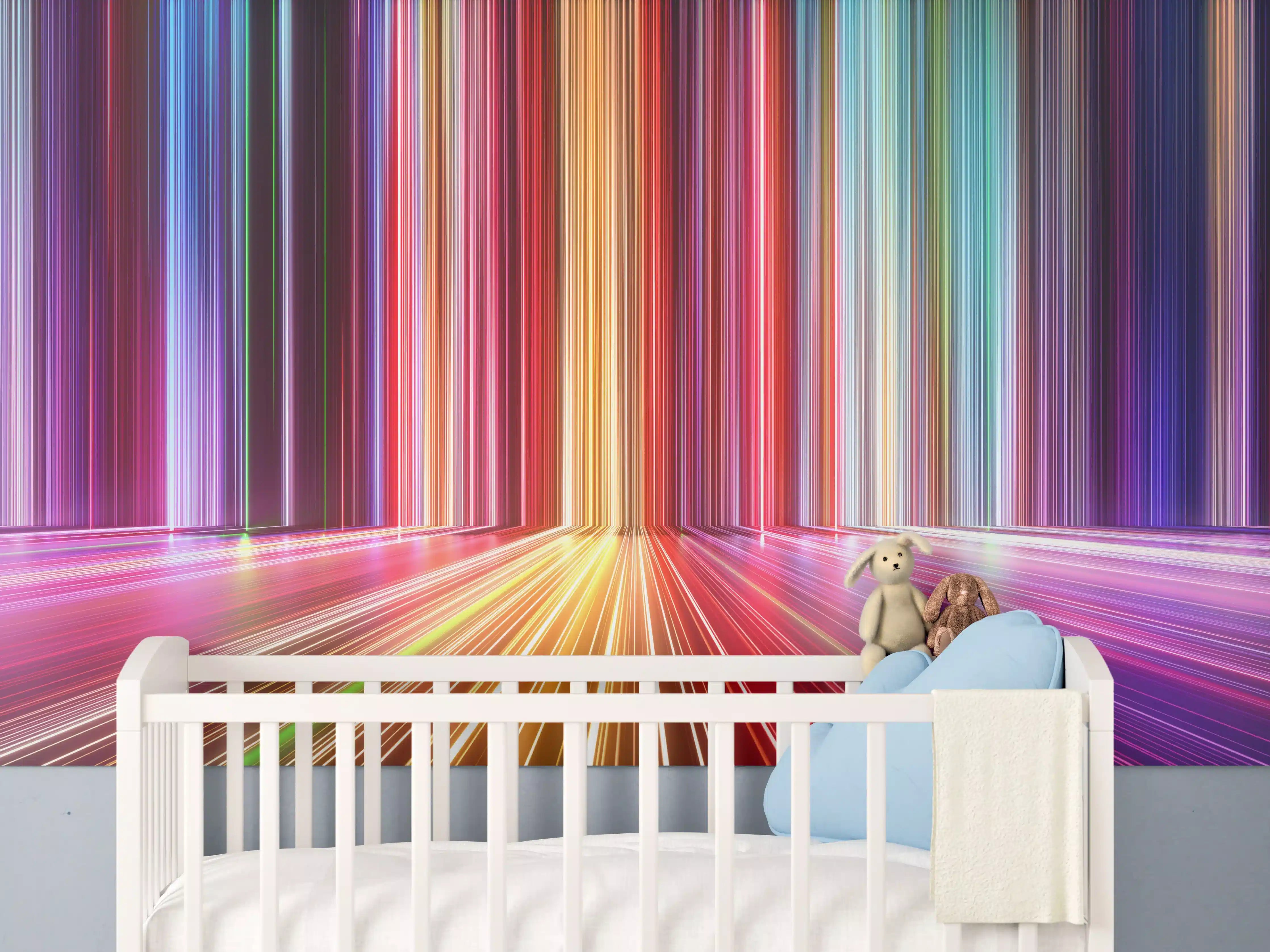 Babyzimmer Wandgestaltung - Futuristische Farben - 3D Render