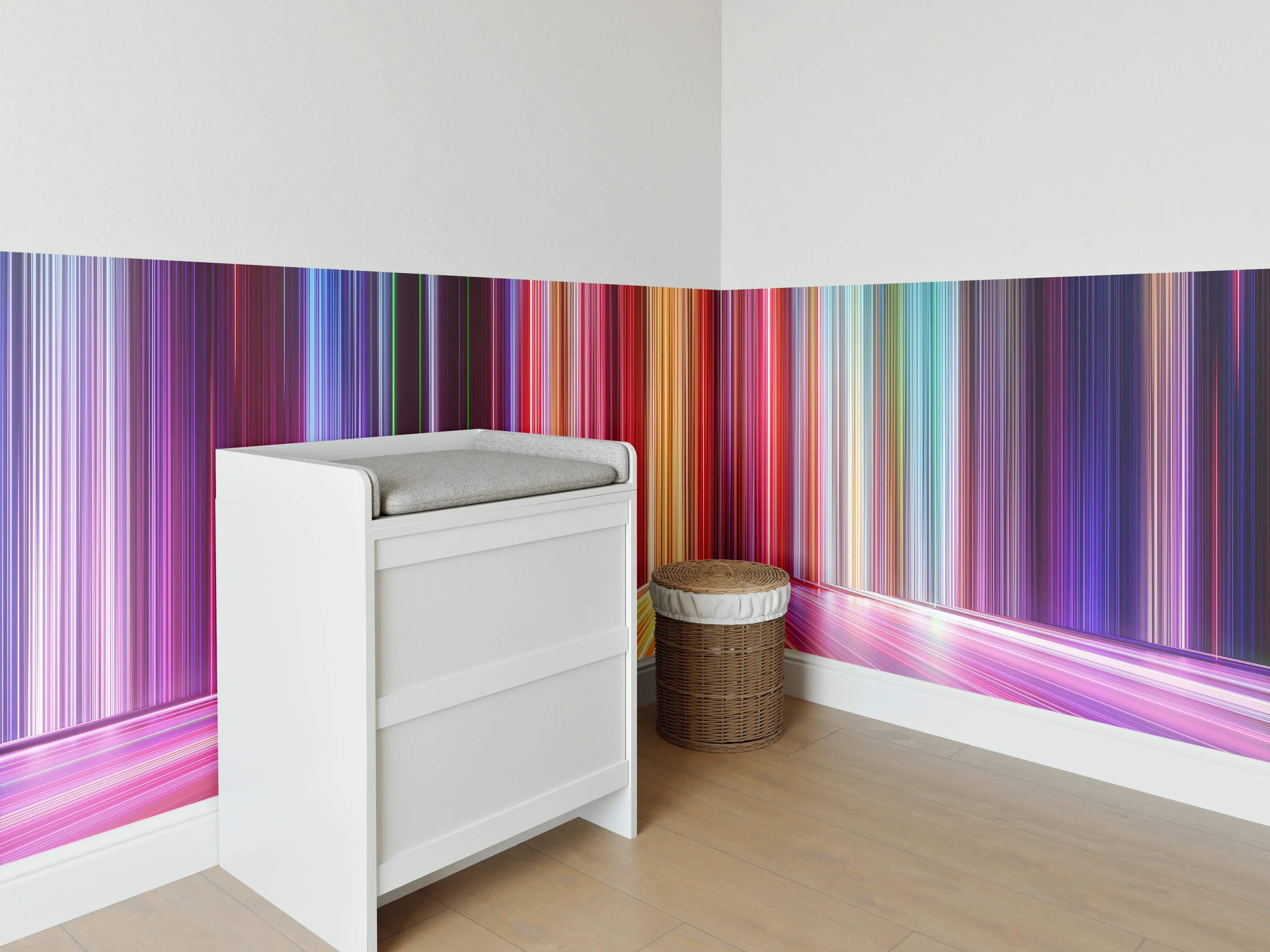 Babyzimmer Wandgestaltung - Futuristische Farben - 3D Render