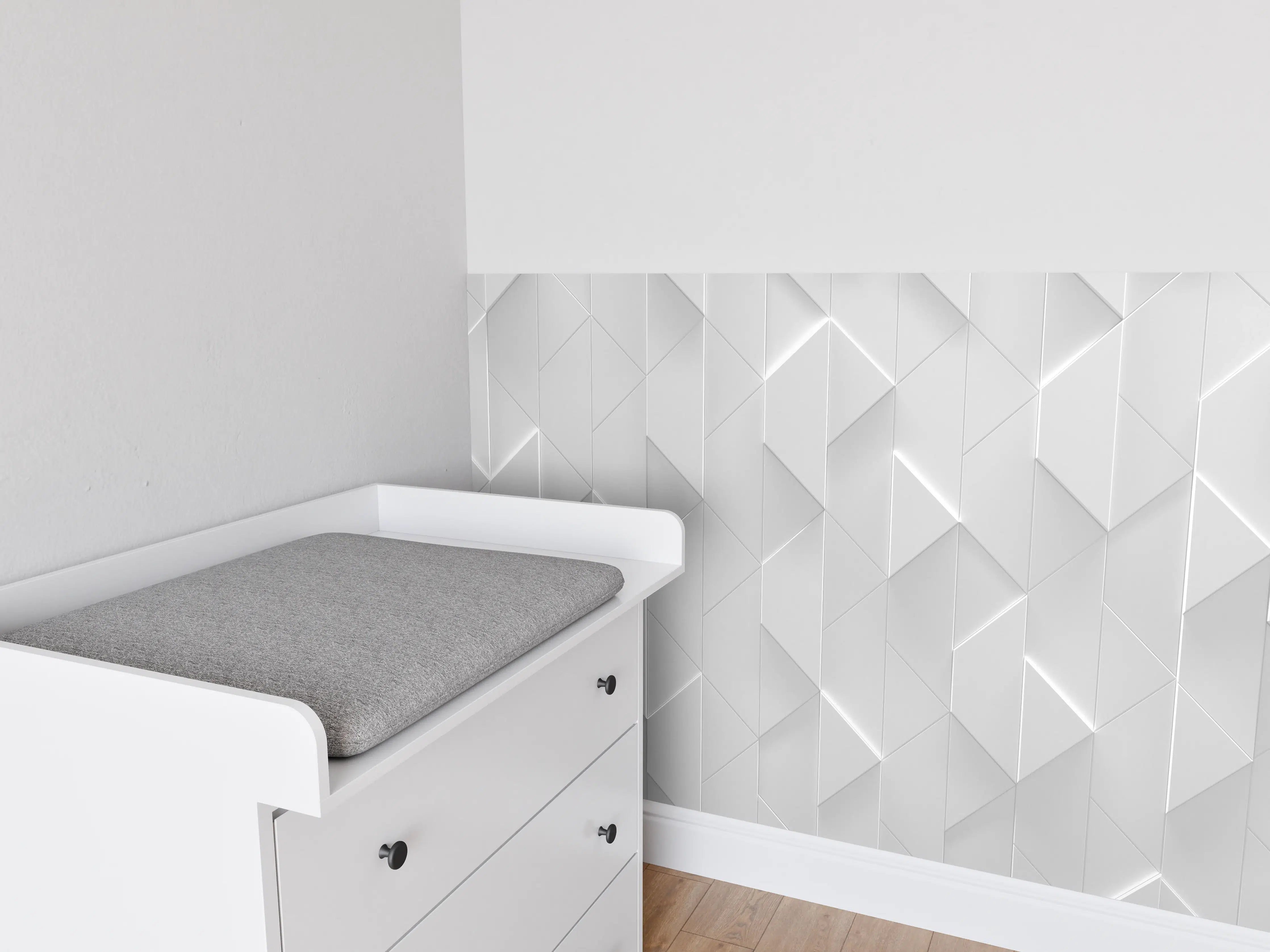Babyzimmer Wandgestaltung - Futuristischer Weiß Grau Zigzag