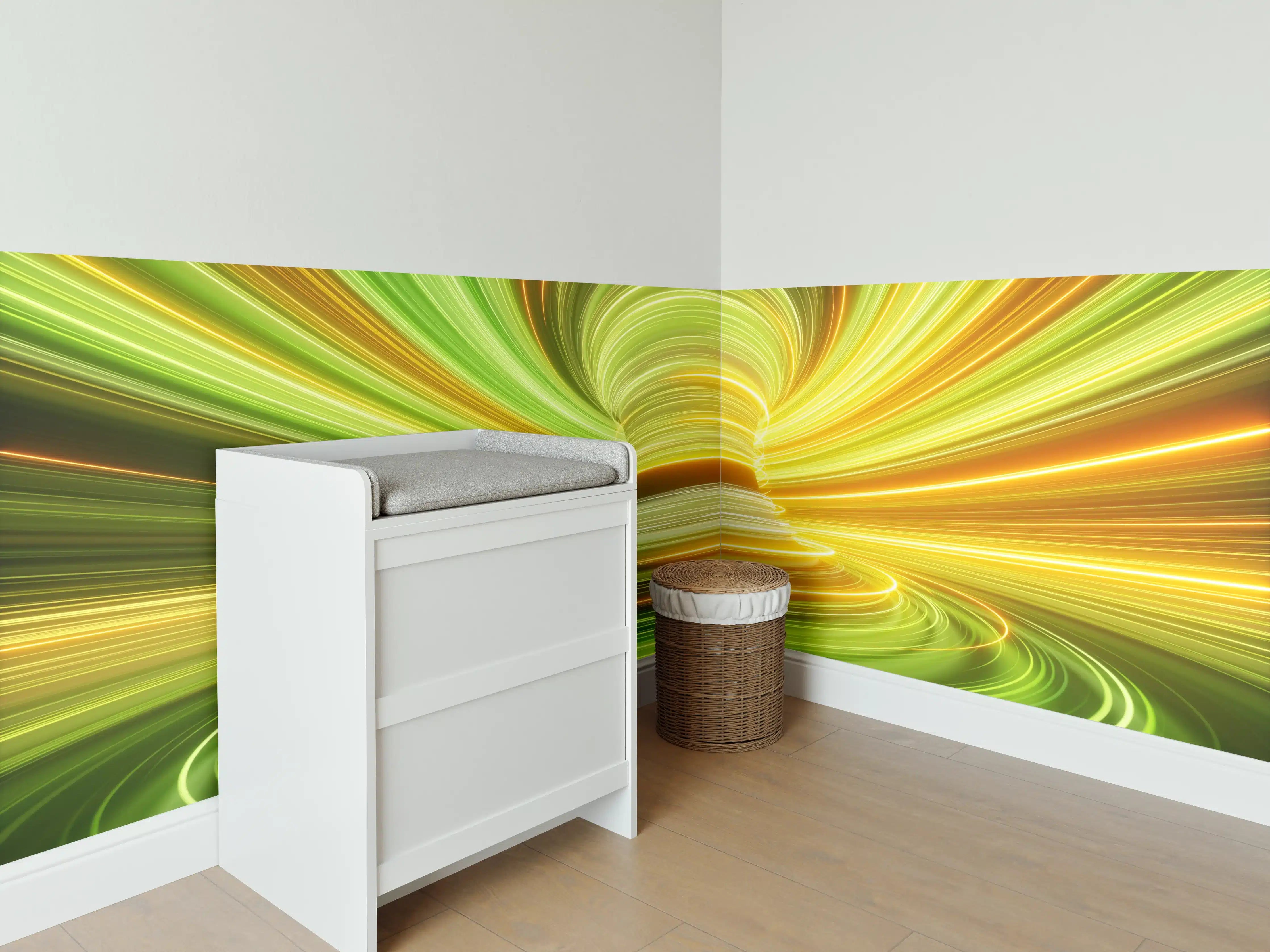 Babyzimmer Wandgestaltung - Futuristisches Muster - Neon