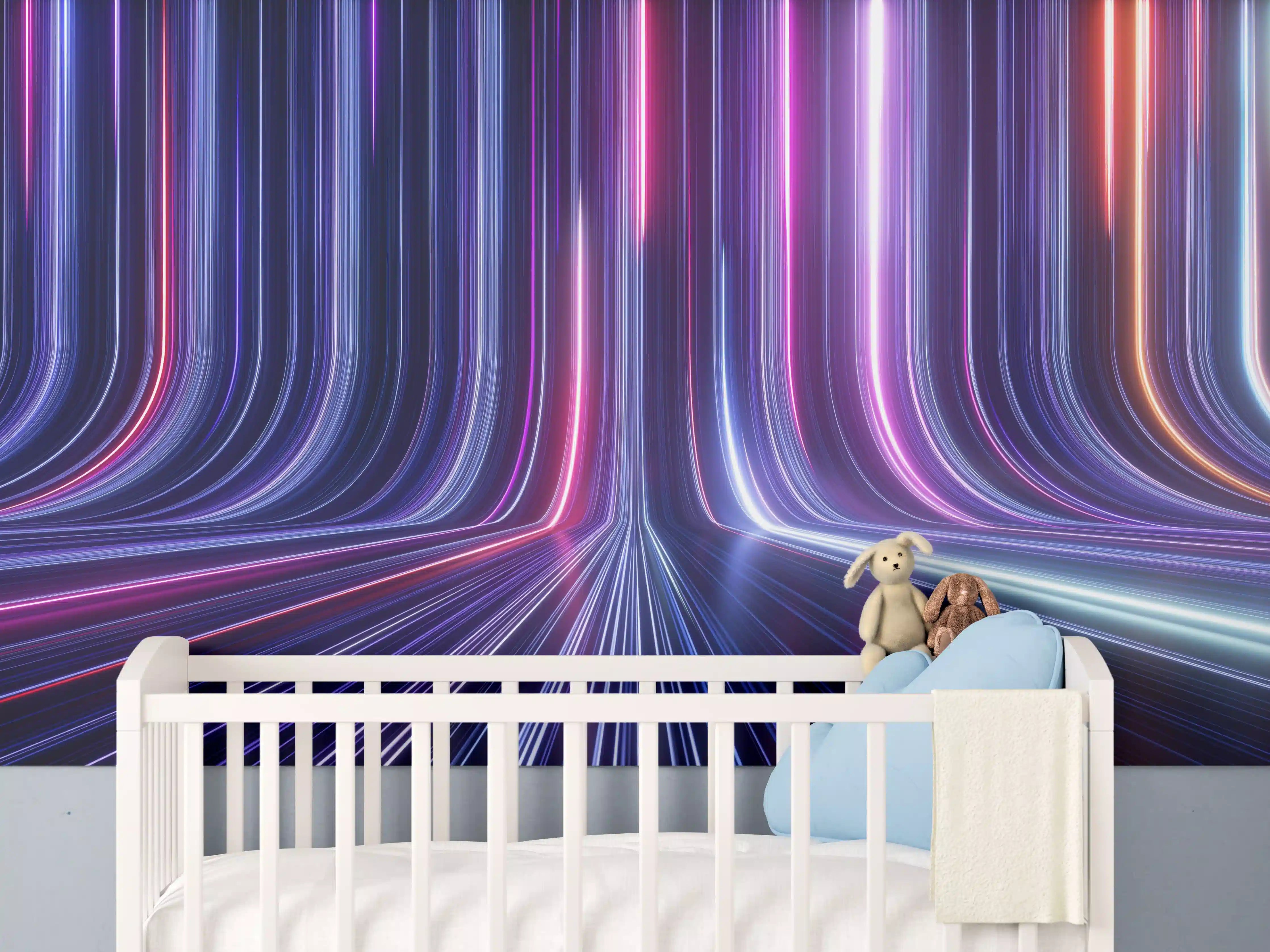 Babyzimmer Wandgestaltung - Futuristisches Neon Design