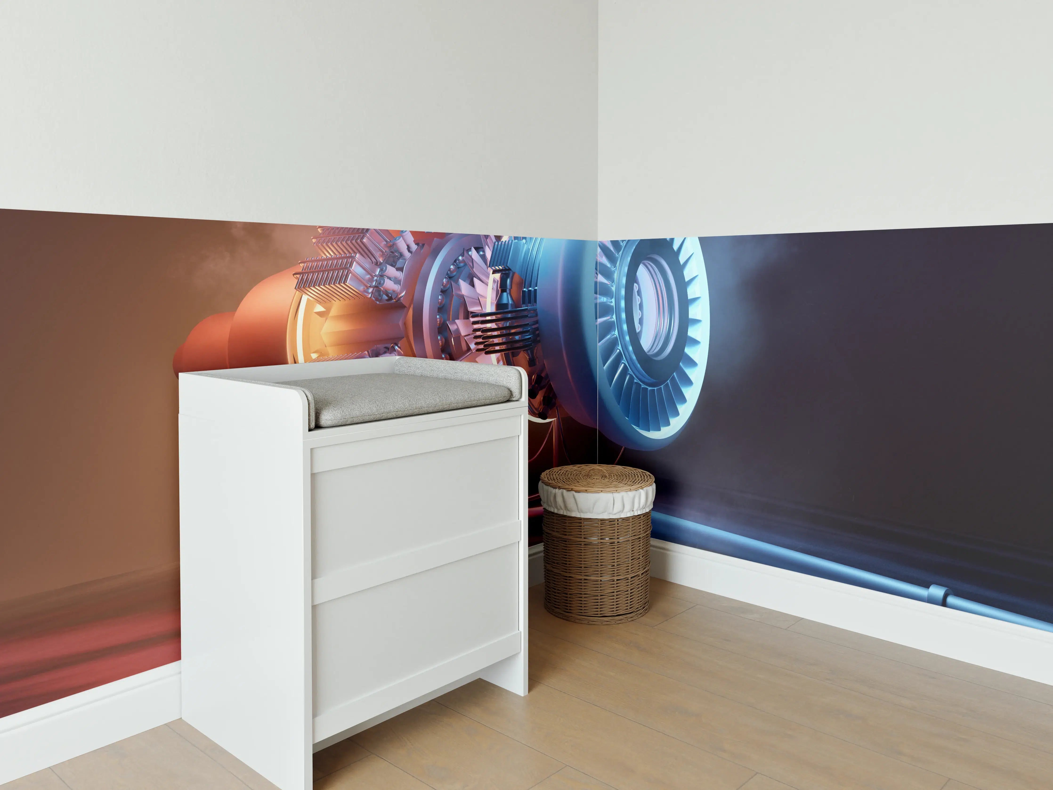 Babyzimmer Wandgestaltung - Futuristisches Triebwerkskonzept