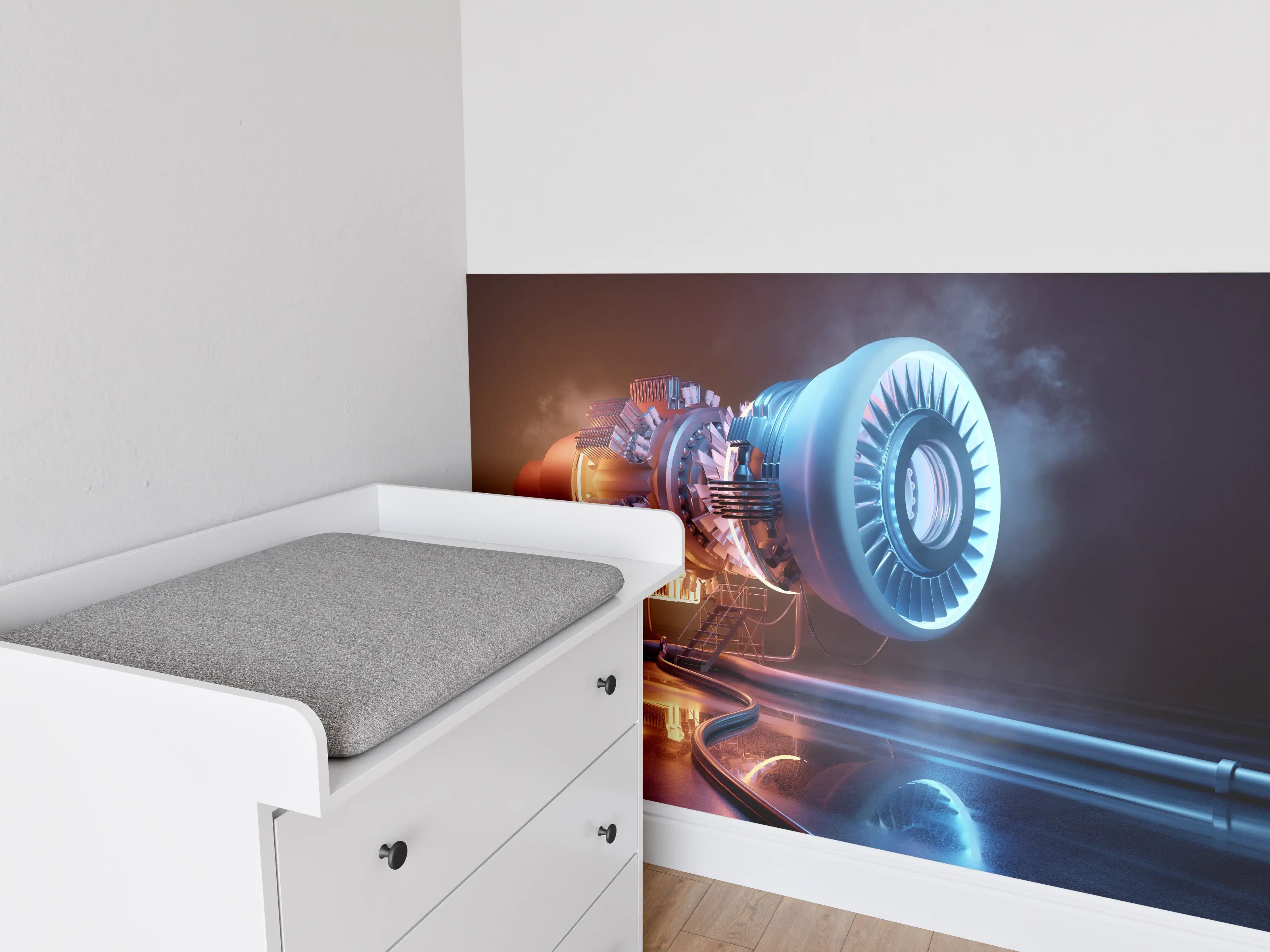 Babyzimmer Wandgestaltung - Futuristisches Triebwerkskonzept