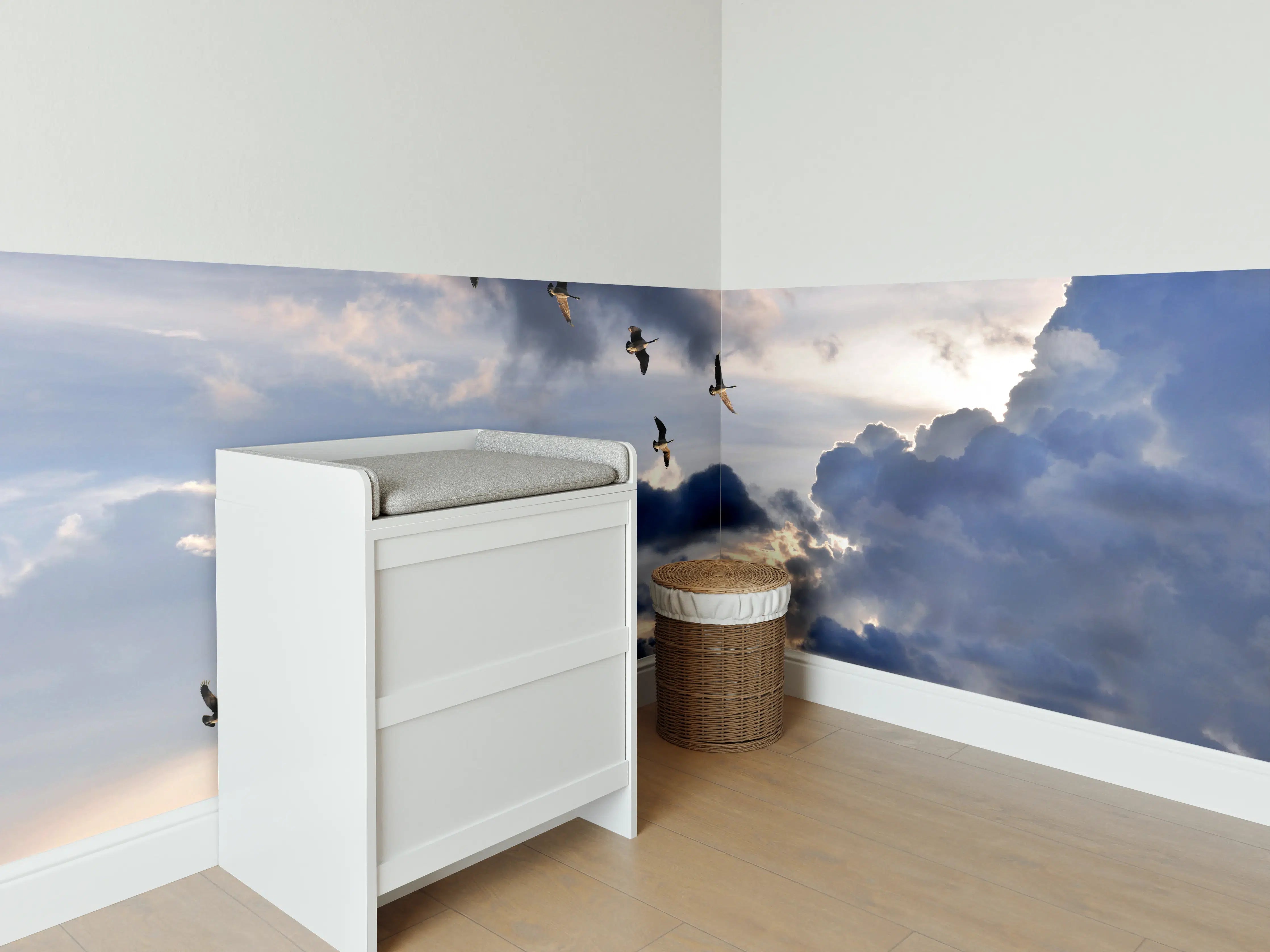 Babyzimmer Wandgestaltung - Gänse in V-Formation fliegend