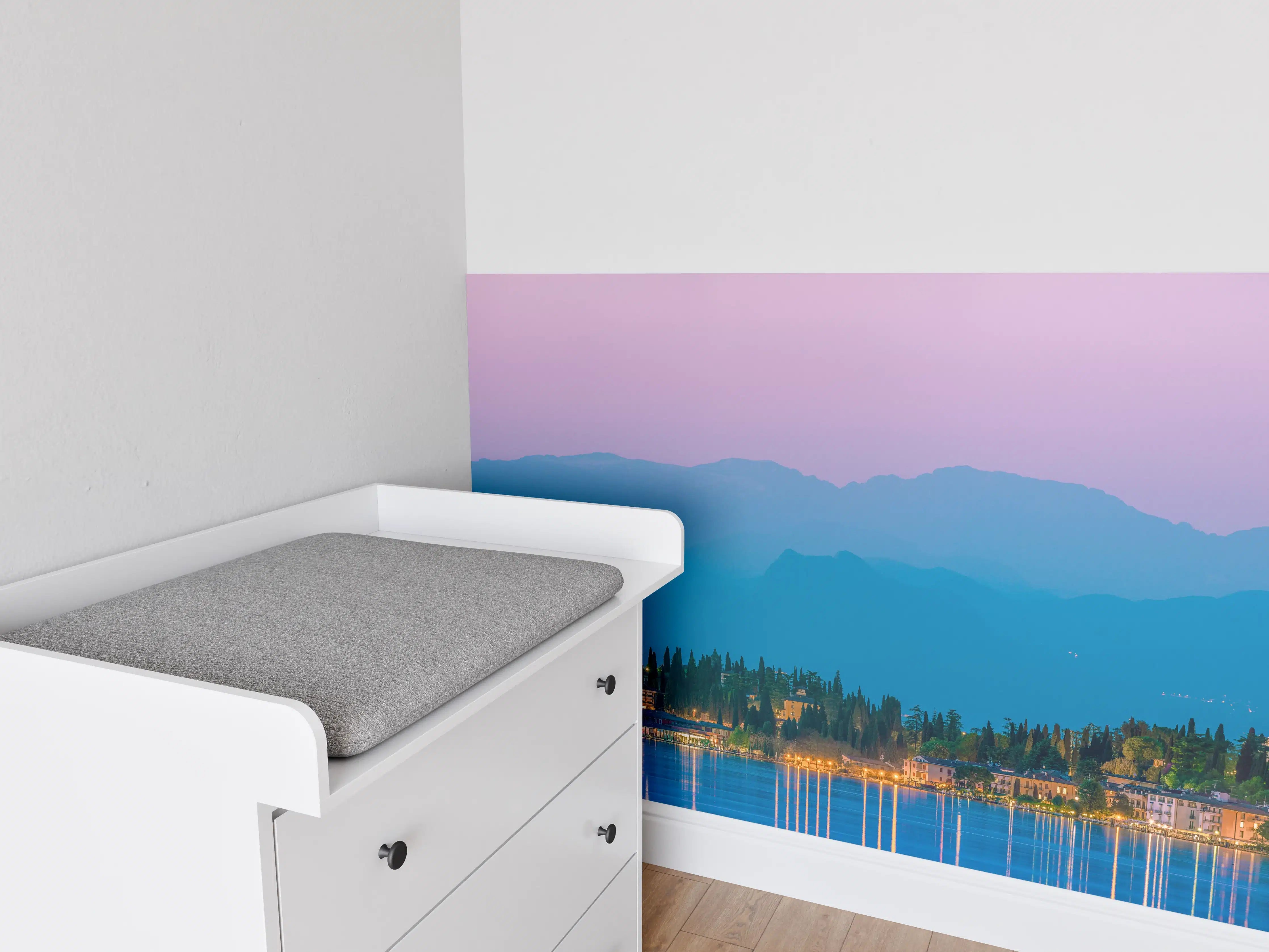 Babyzimmer Wandgestaltung - Gardasee Abenddämmerung Panorama