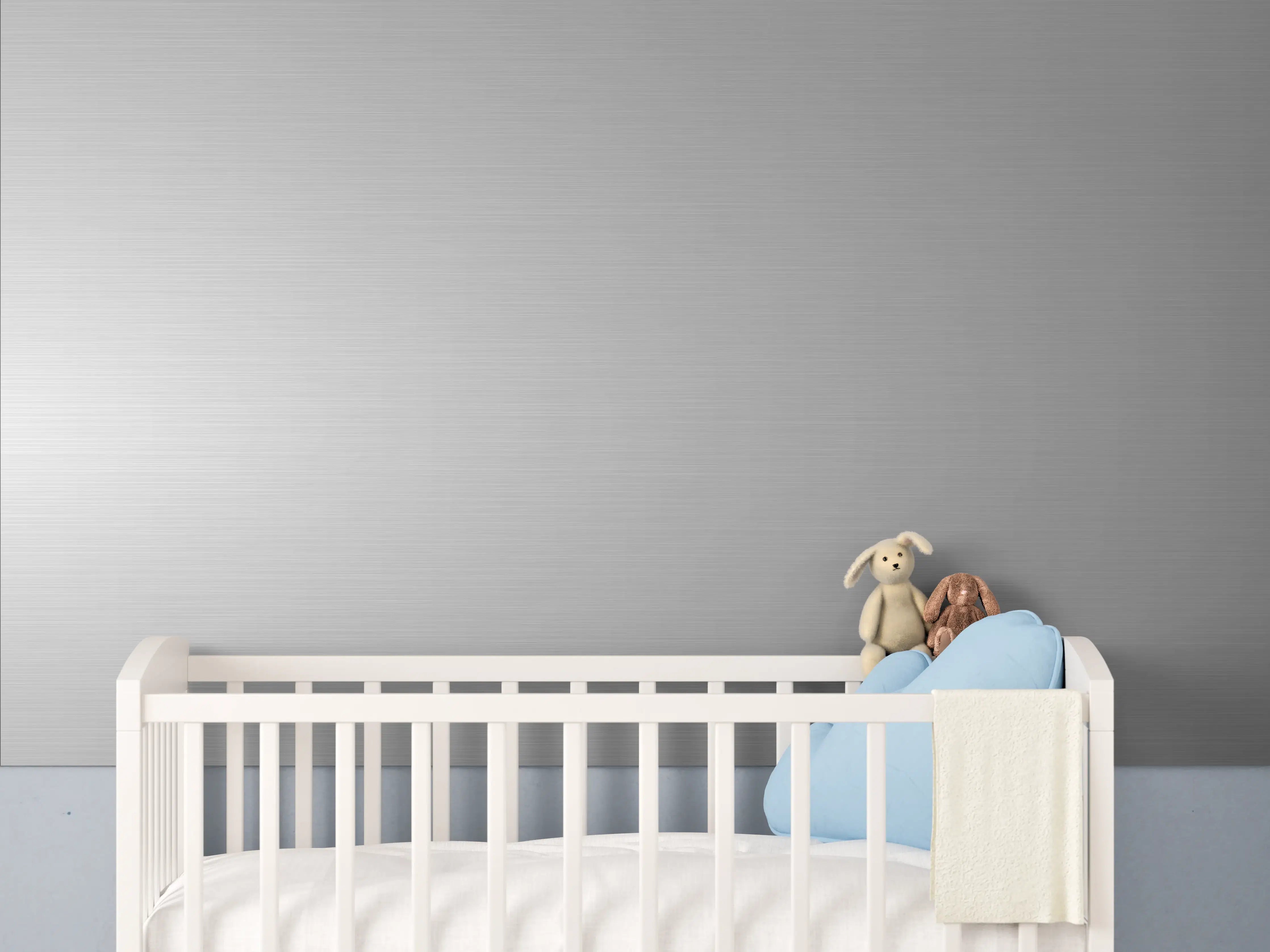 Babyzimmer Wandgestaltung - Gebürsteter Metall-Hintergrund Grau