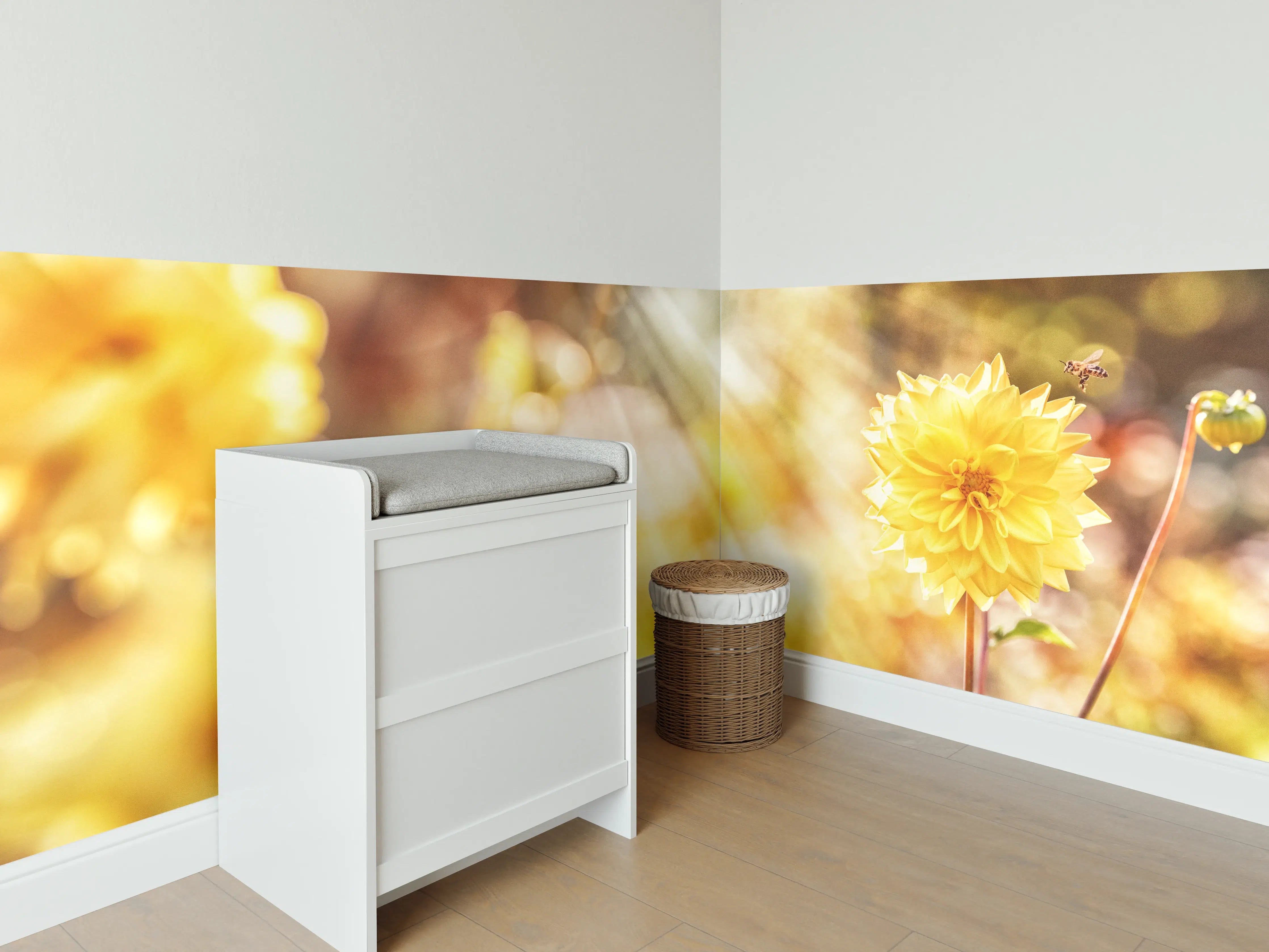 Babyzimmer Wandgestaltung - Gelbe Dahlie