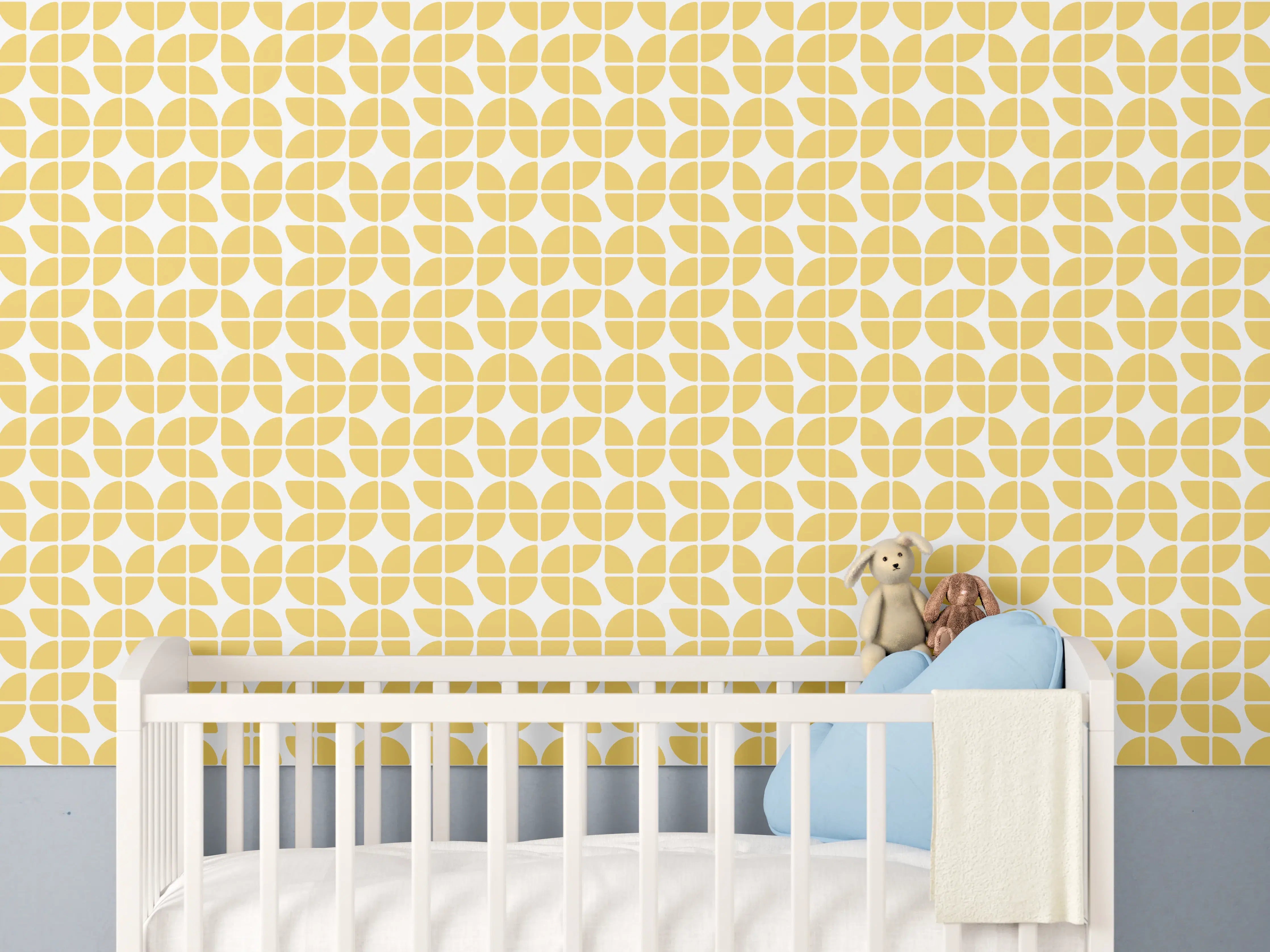 Babyzimmer Wandgestaltung - Gelbe Musterfliese