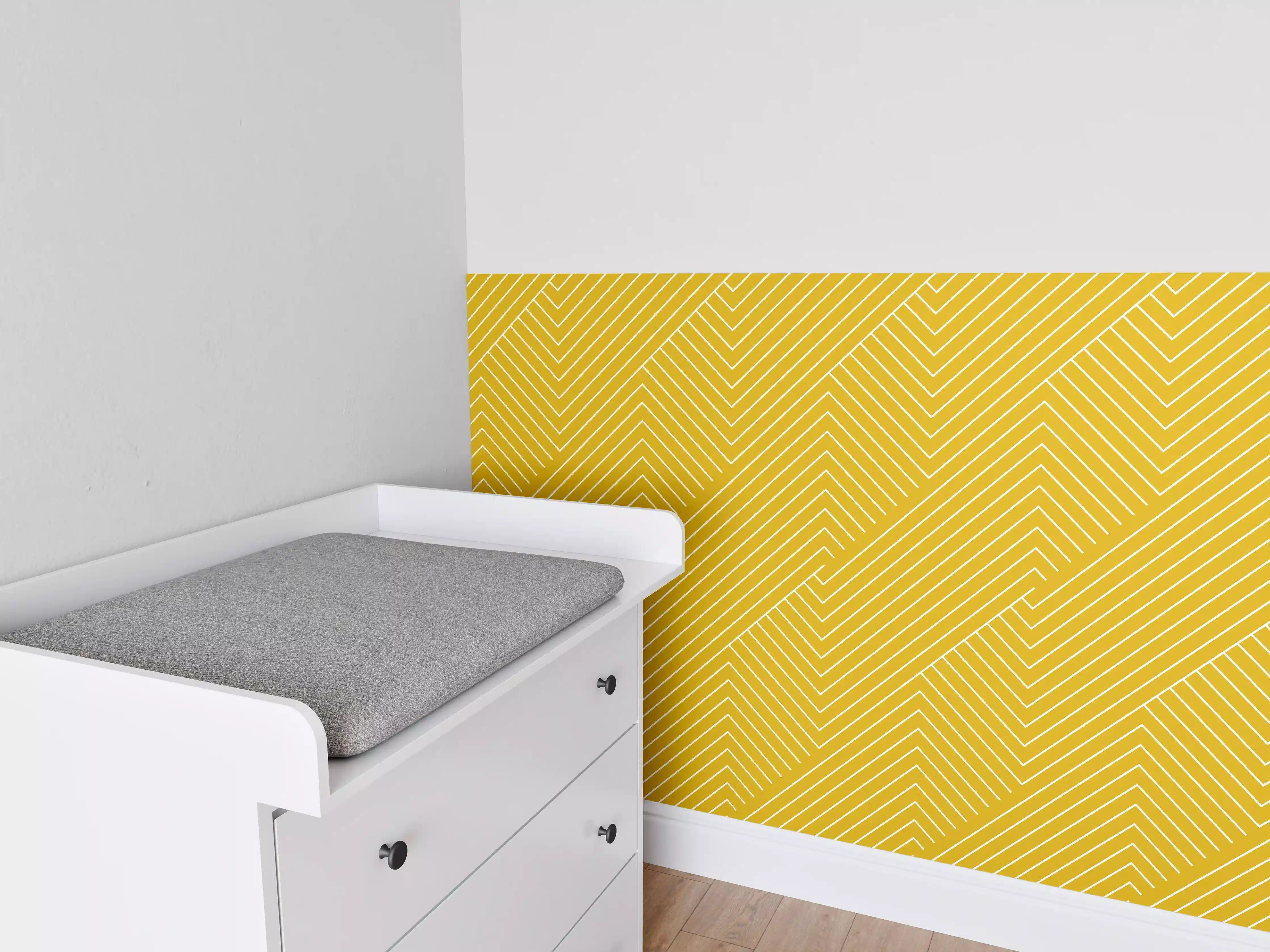 Babyzimmer Wandgestaltung - Gelbe geometrische Fliesen mit weißen und grauen Nuancen