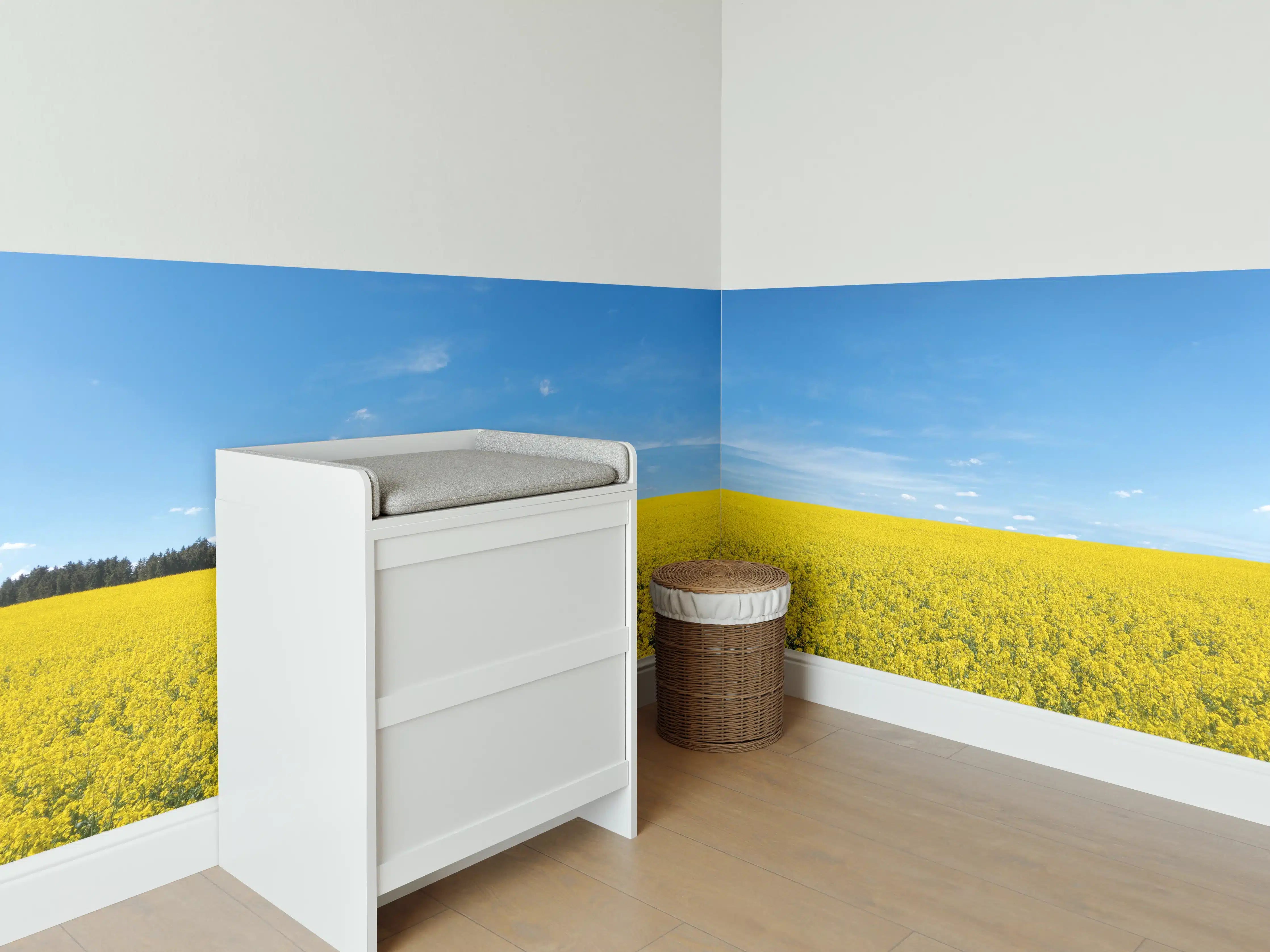 Babyzimmer Wandgestaltung - Gelbes Rapsfeld blauer Himmel