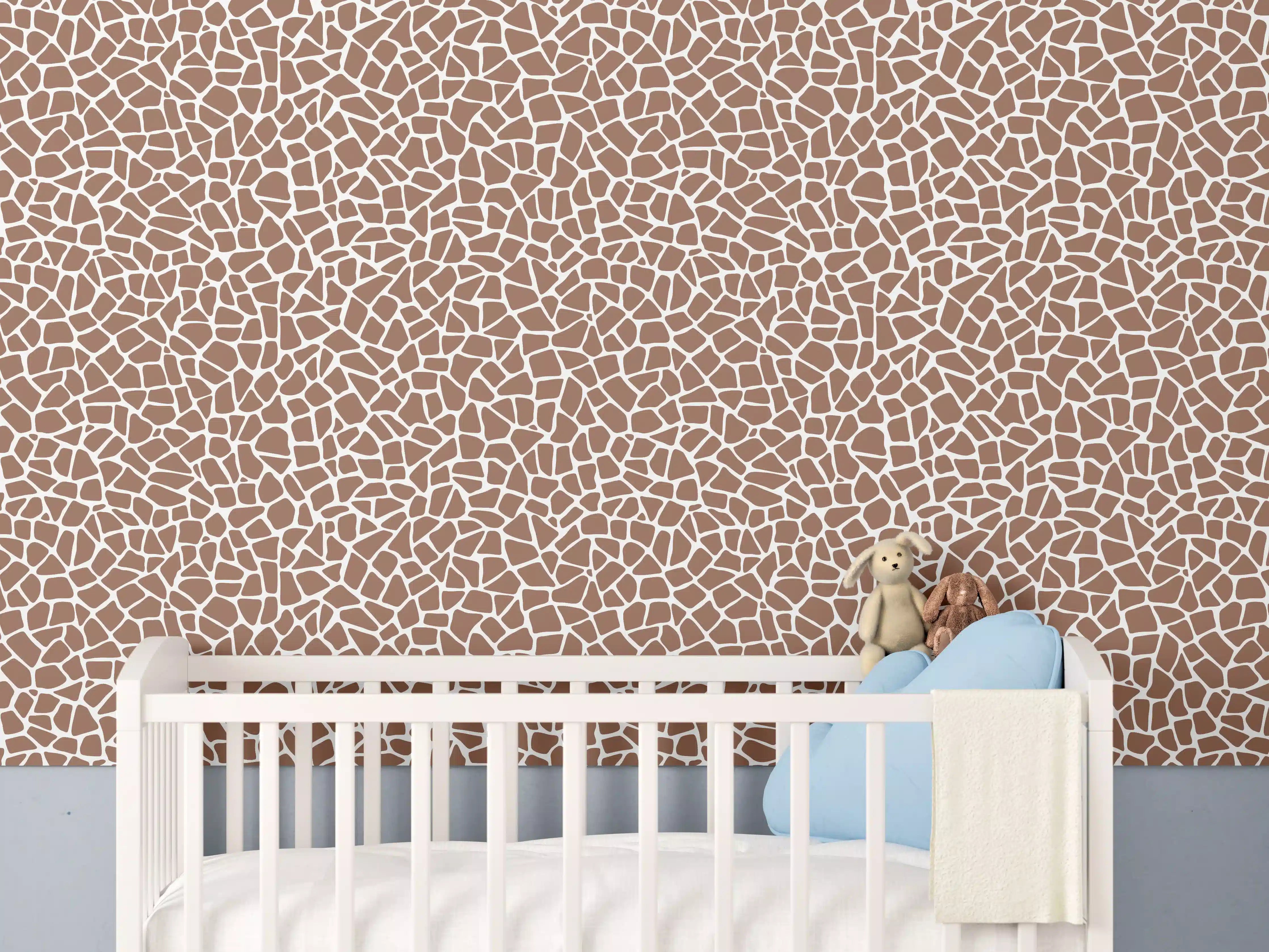 Babyzimmer Wandgestaltung - Gemusterte Steinoptik in Braun