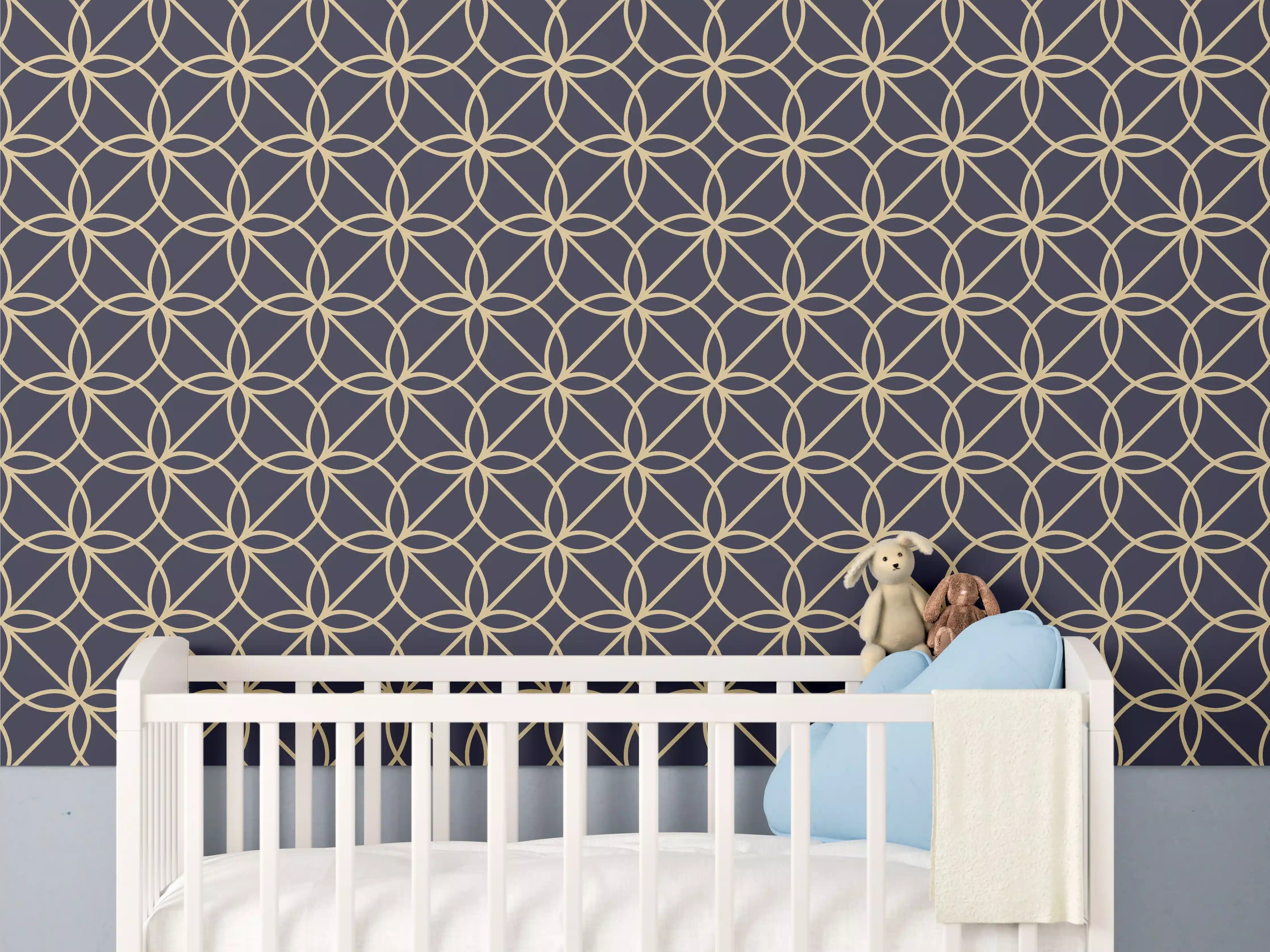 Babyzimmer Wandgestaltung - Geometrisch Blaues Muster