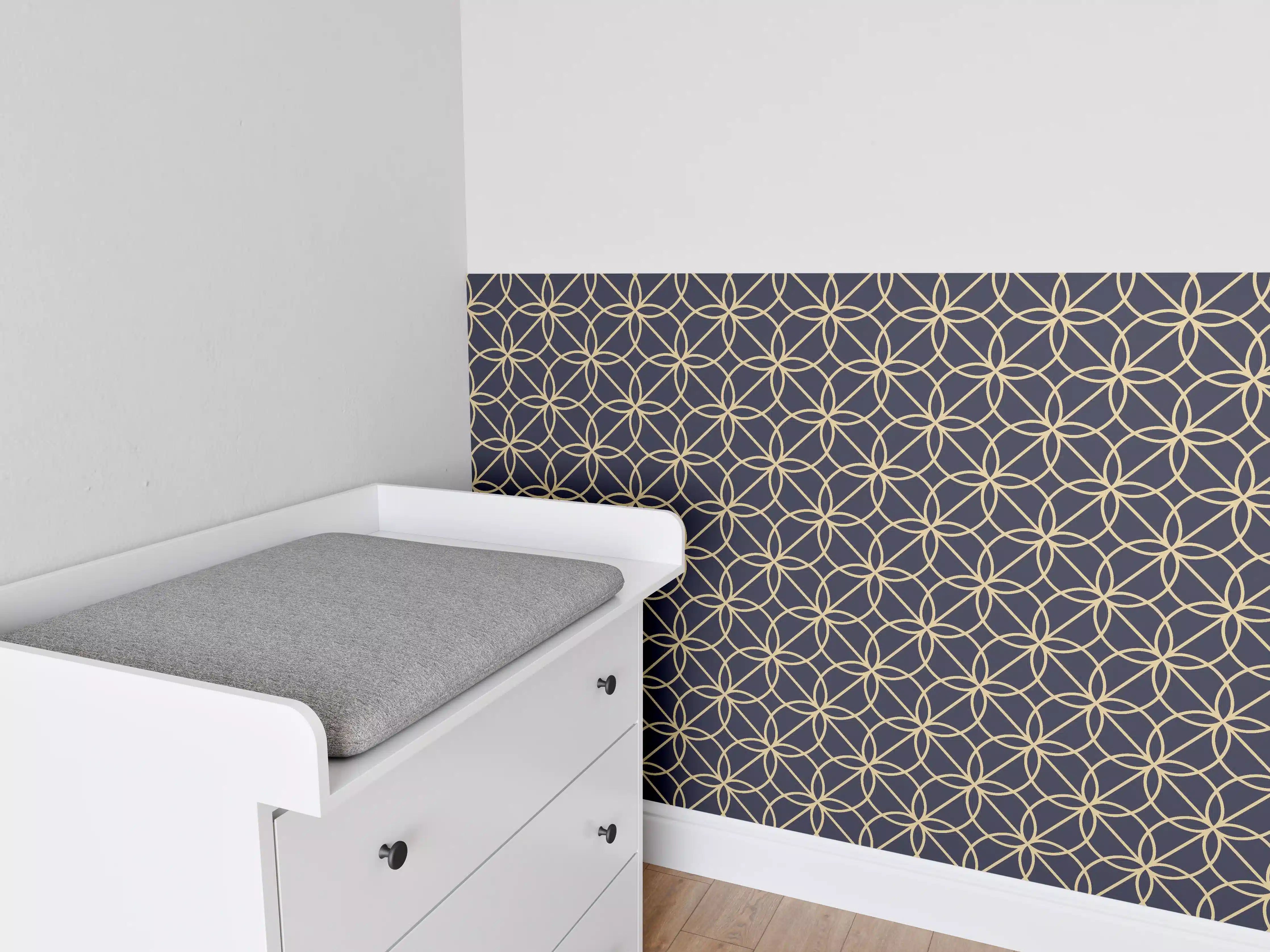 Babyzimmer Wandgestaltung - Geometrisch Blaues Muster