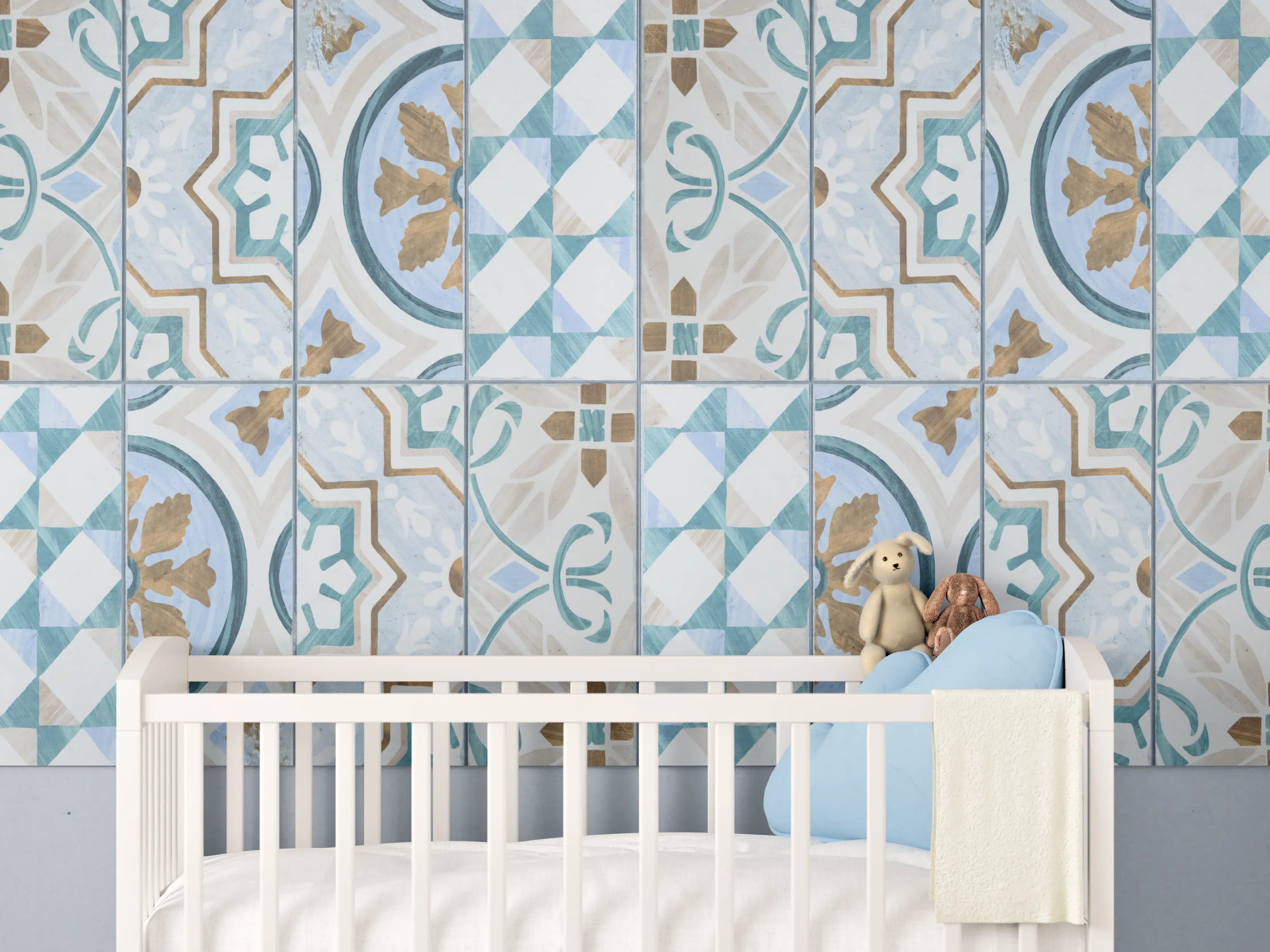 Babyzimmer Wandgestaltung - Geometrisch rechteckige Fliesen