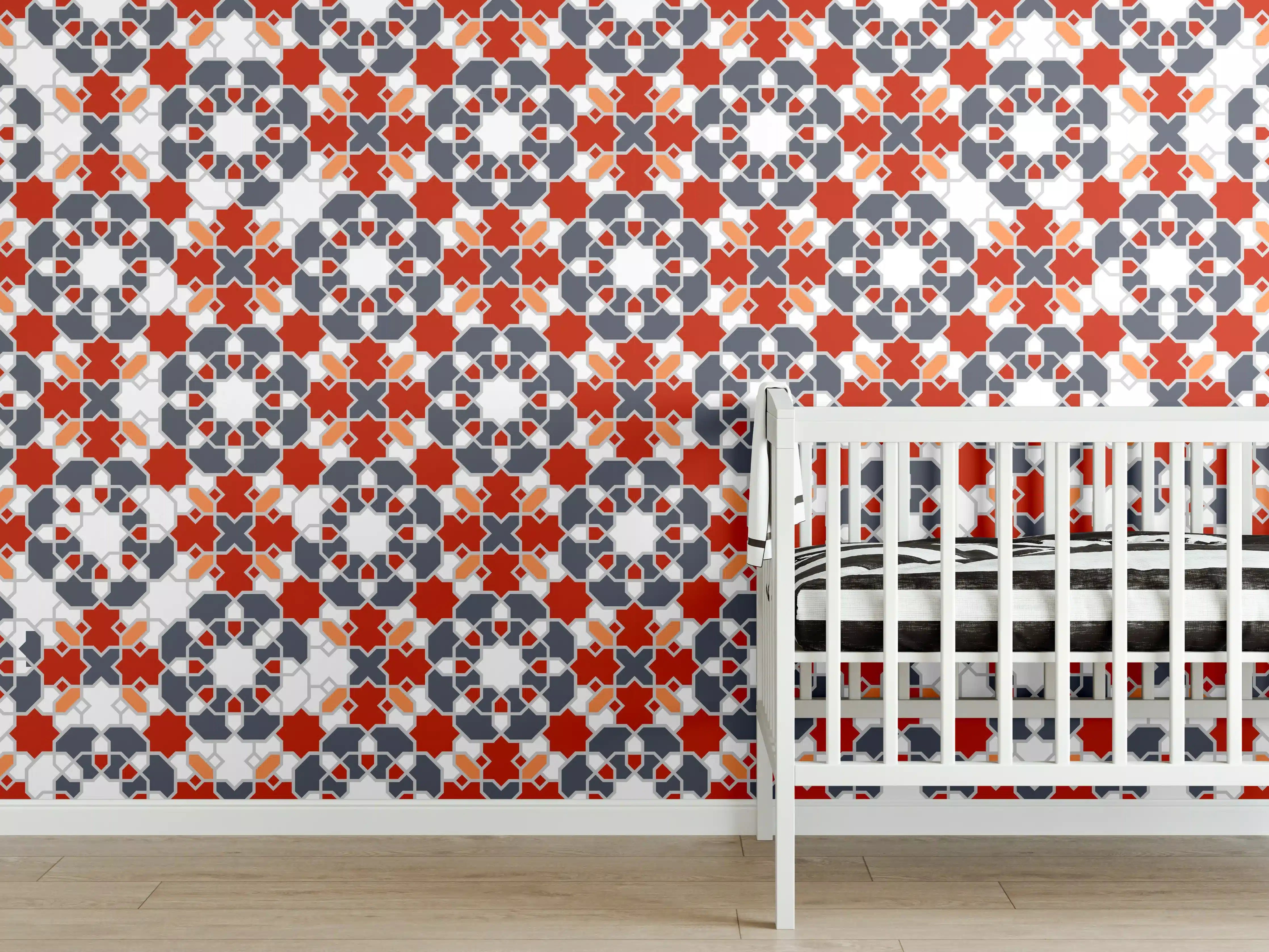 Babyzimmer Wandgestaltung - Geometrische Fliesen