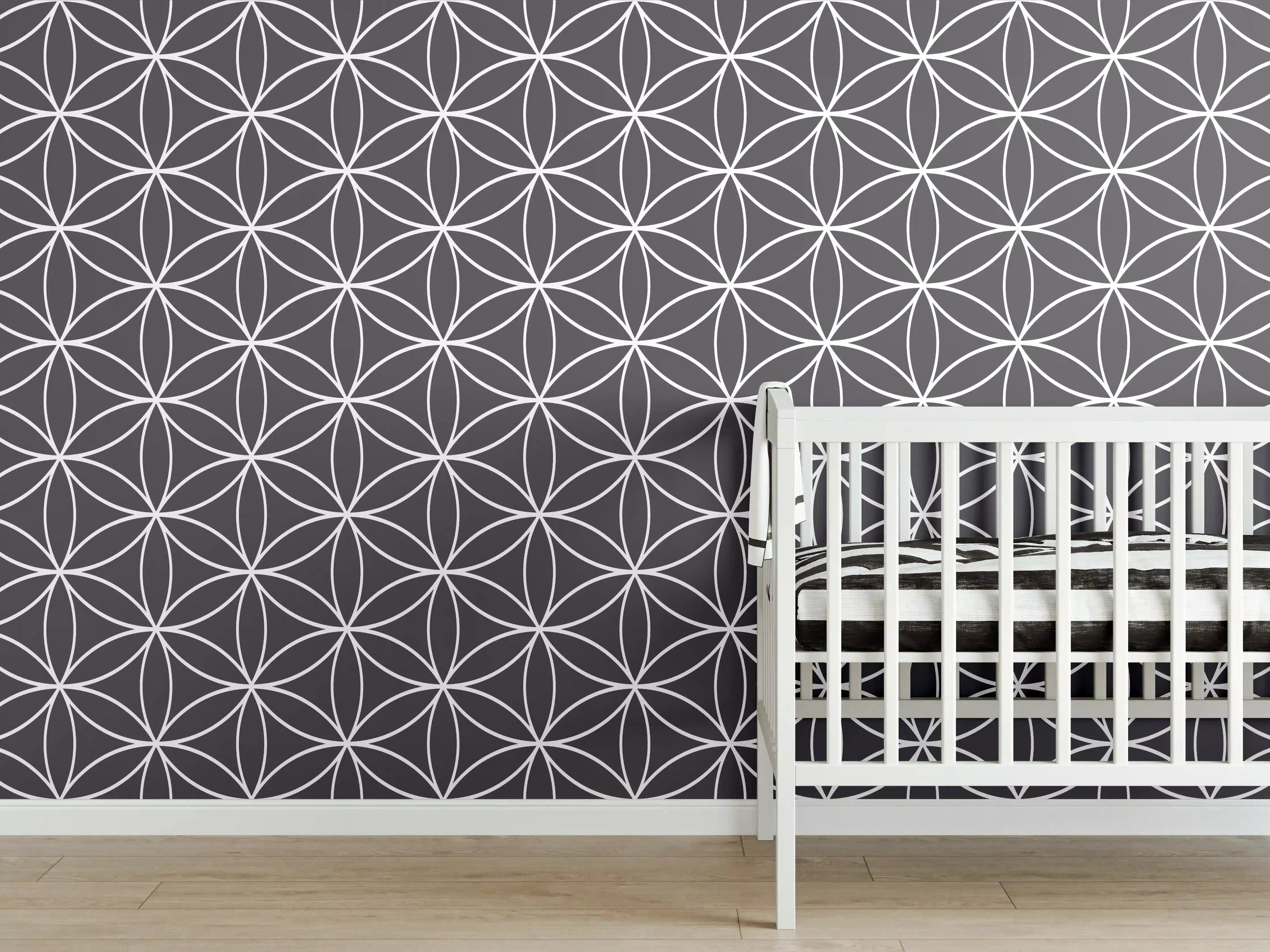 Babyzimmer Wandgestaltung - Geometrische Fliesen in Antrazit für moderne Räume