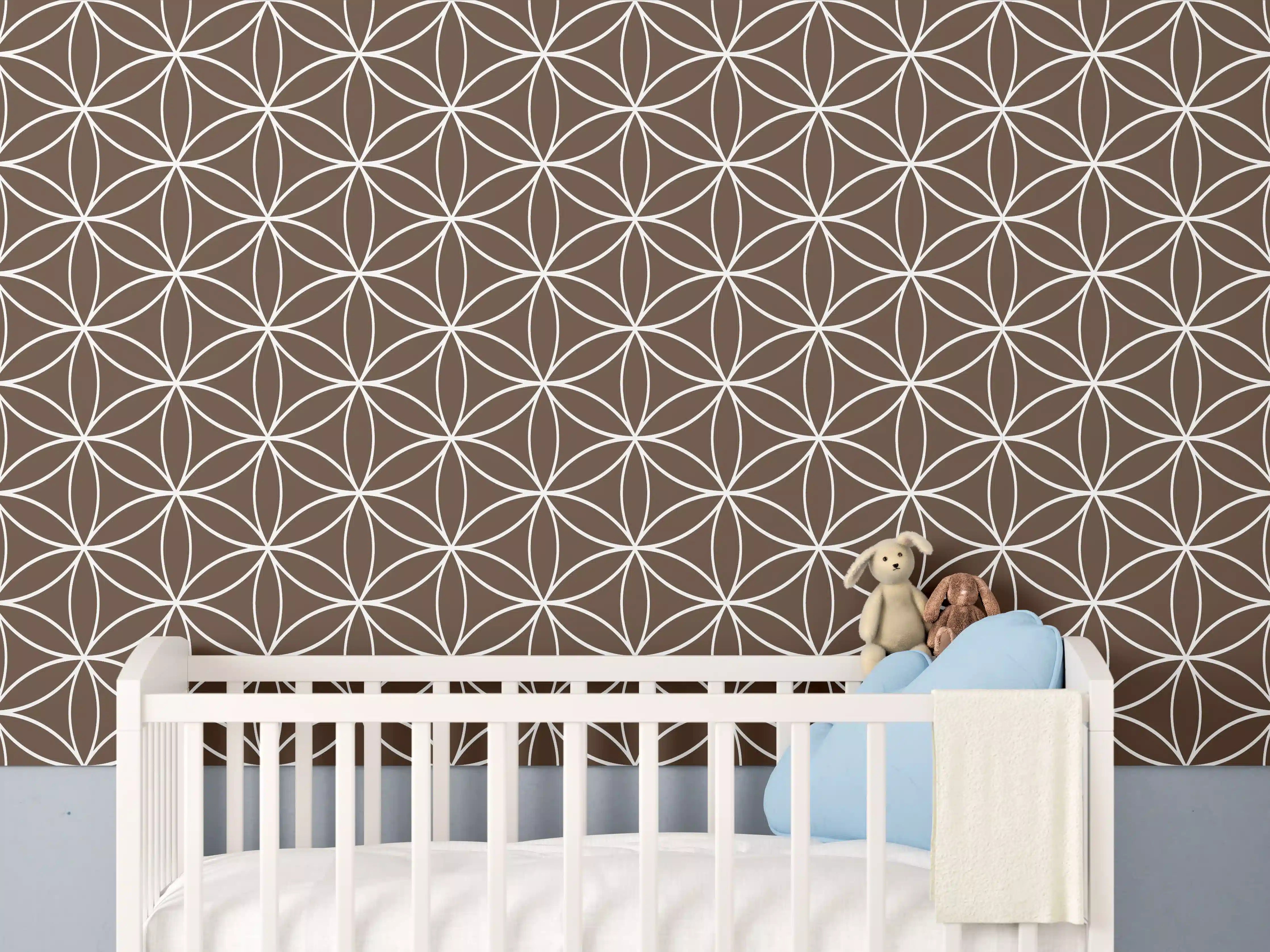 Babyzimmer Wandgestaltung - Geometrische Fliesen in warmem Braun