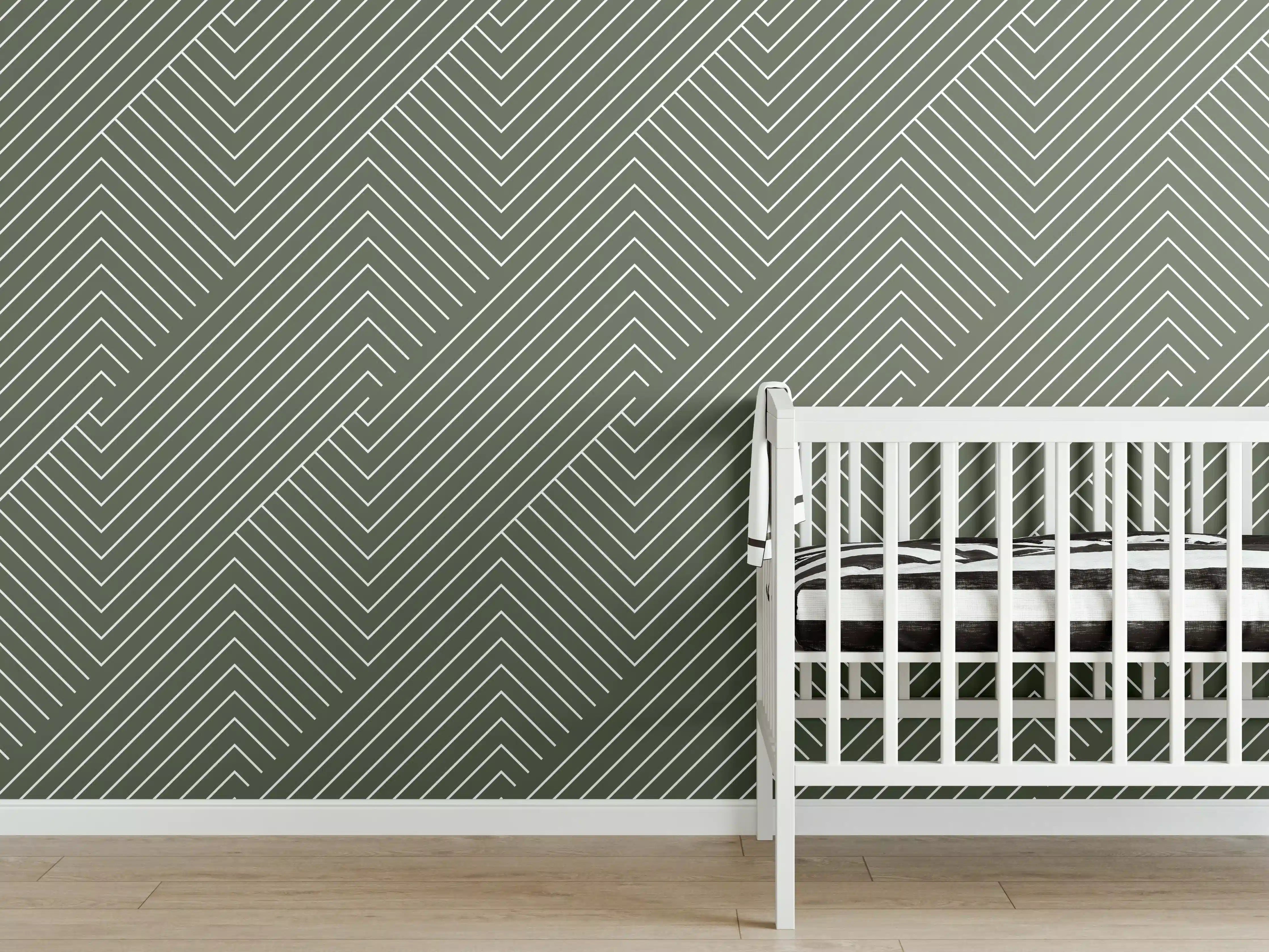 Babyzimmer Wandgestaltung - Geometrische Grün-Muster