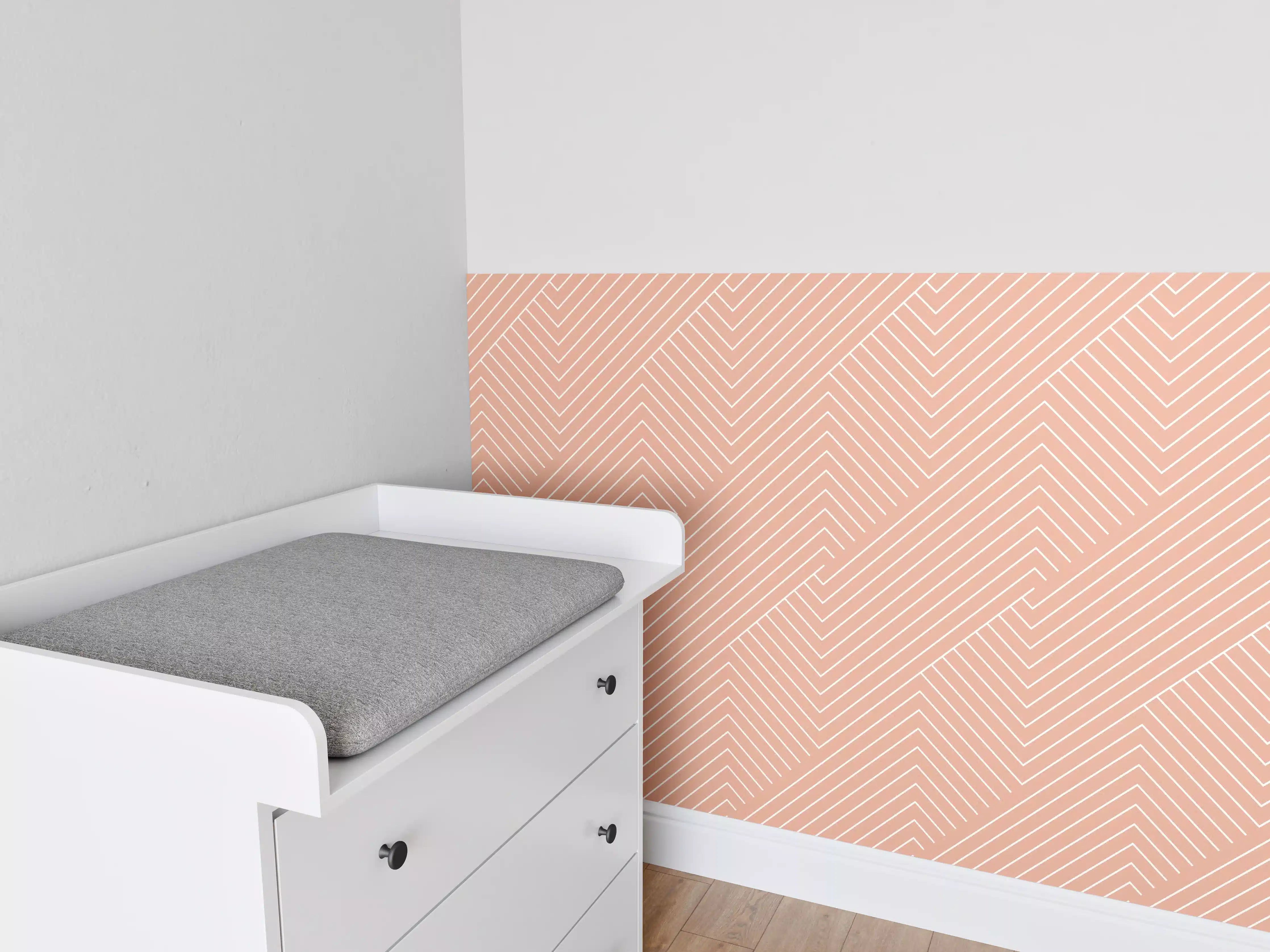 Babyzimmer Wandgestaltung - Geometrische Salmone-Textur