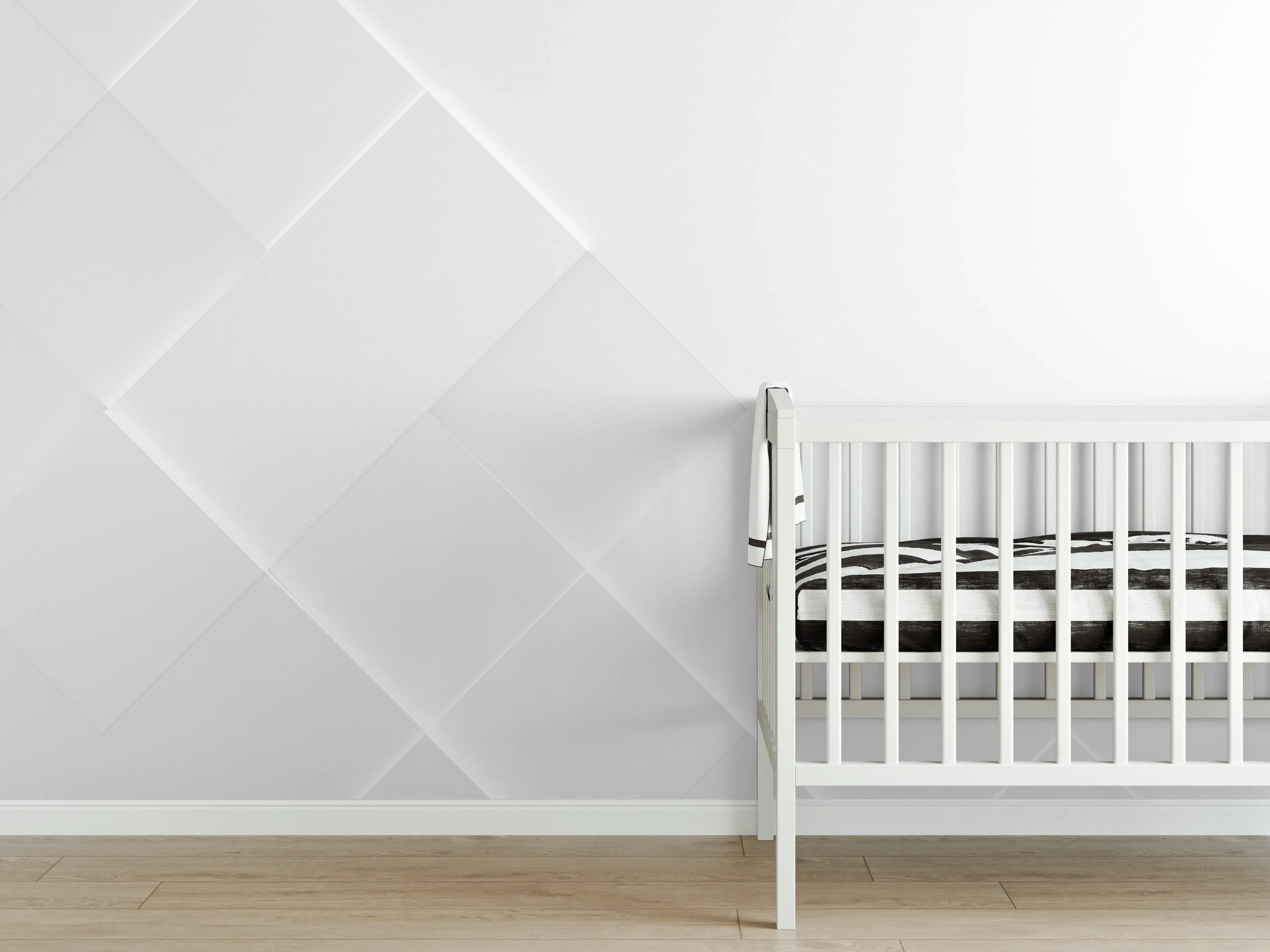Babyzimmer Wandgestaltung - Geometrische Weiß-Grau Struktur