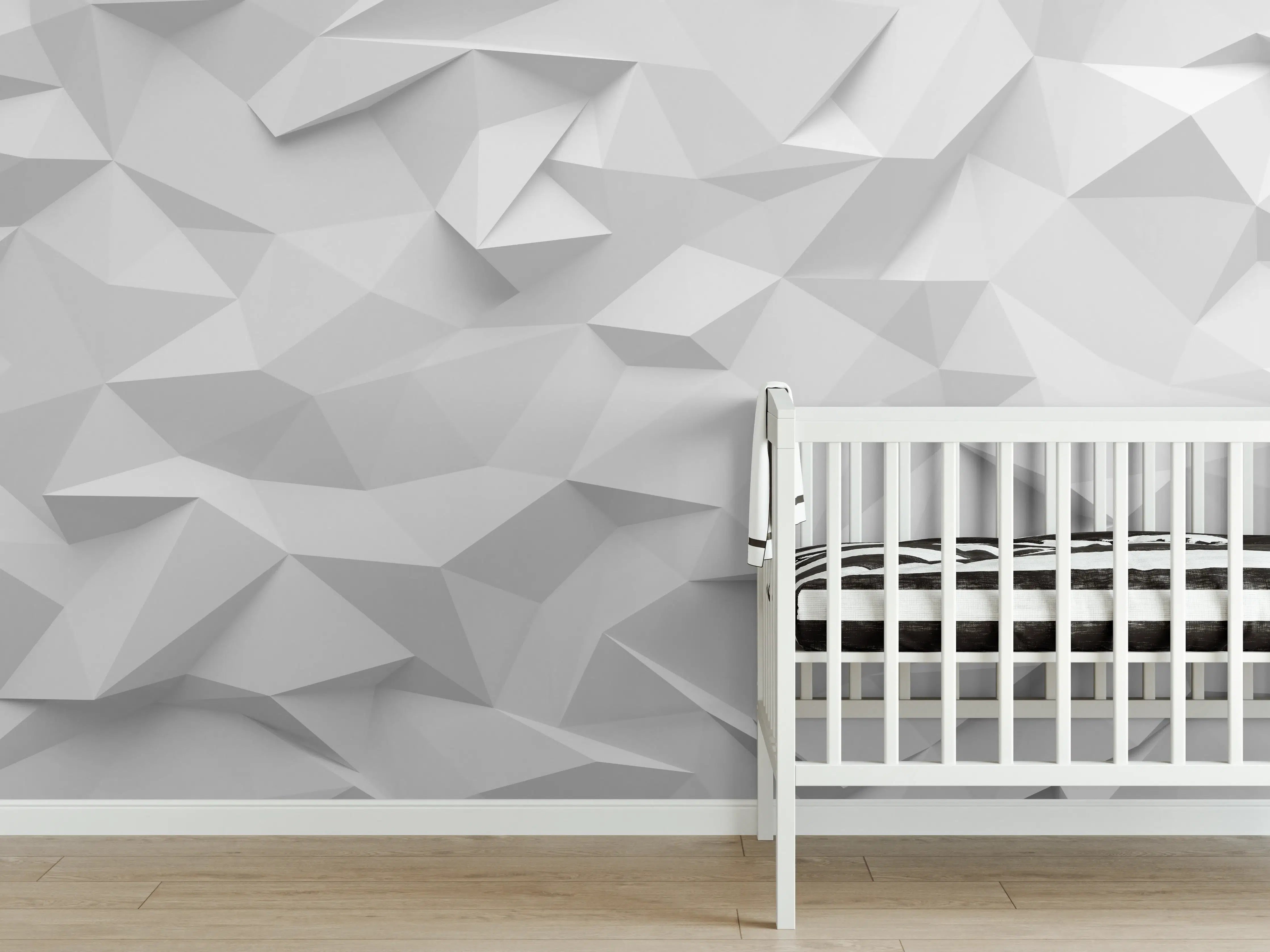 Babyzimmer Wandgestaltung - Geometrische Weiß-Grau Textur