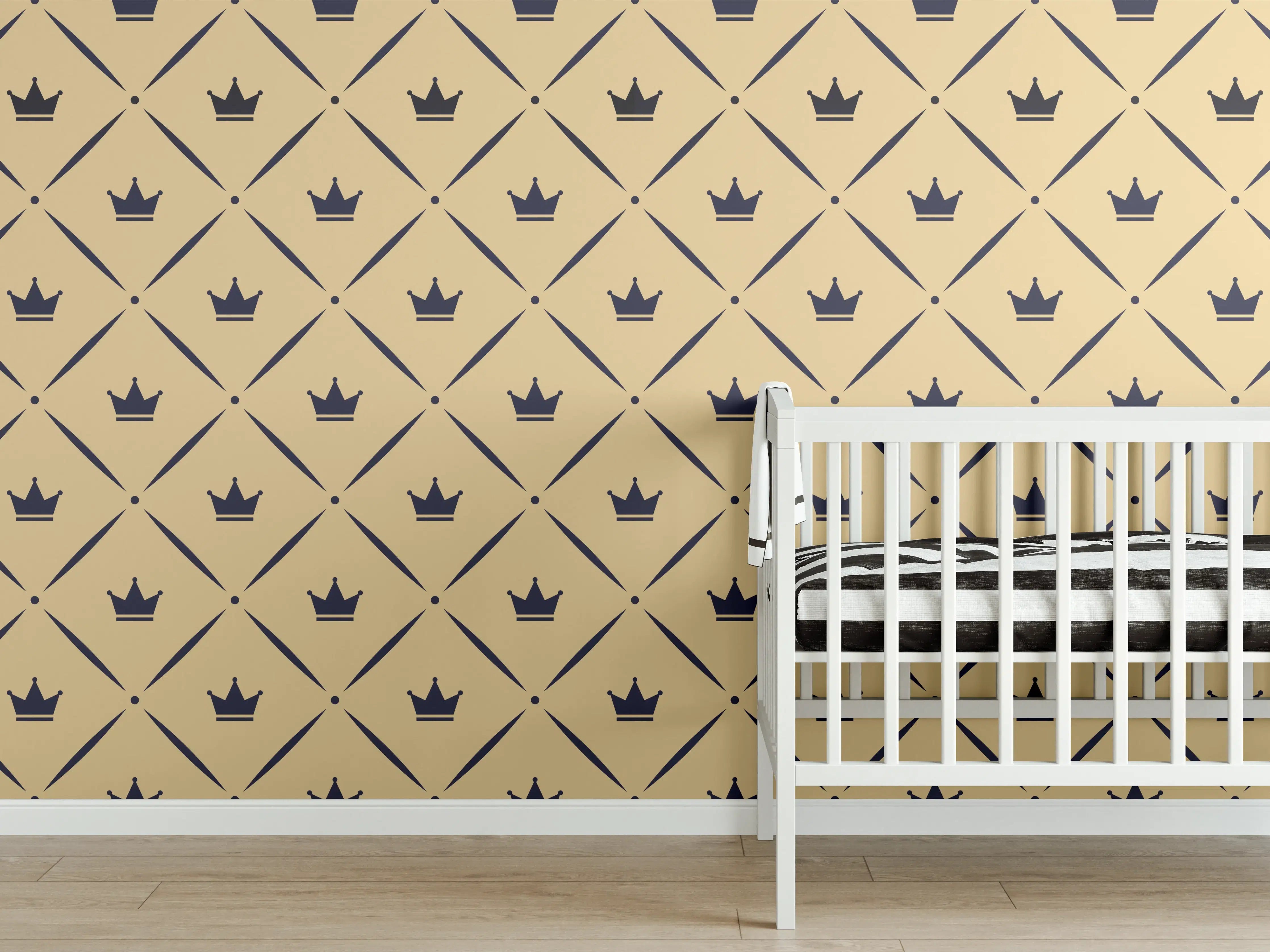 Babyzimmer Wandgestaltung - Geometrisches Beige-Braun Muster