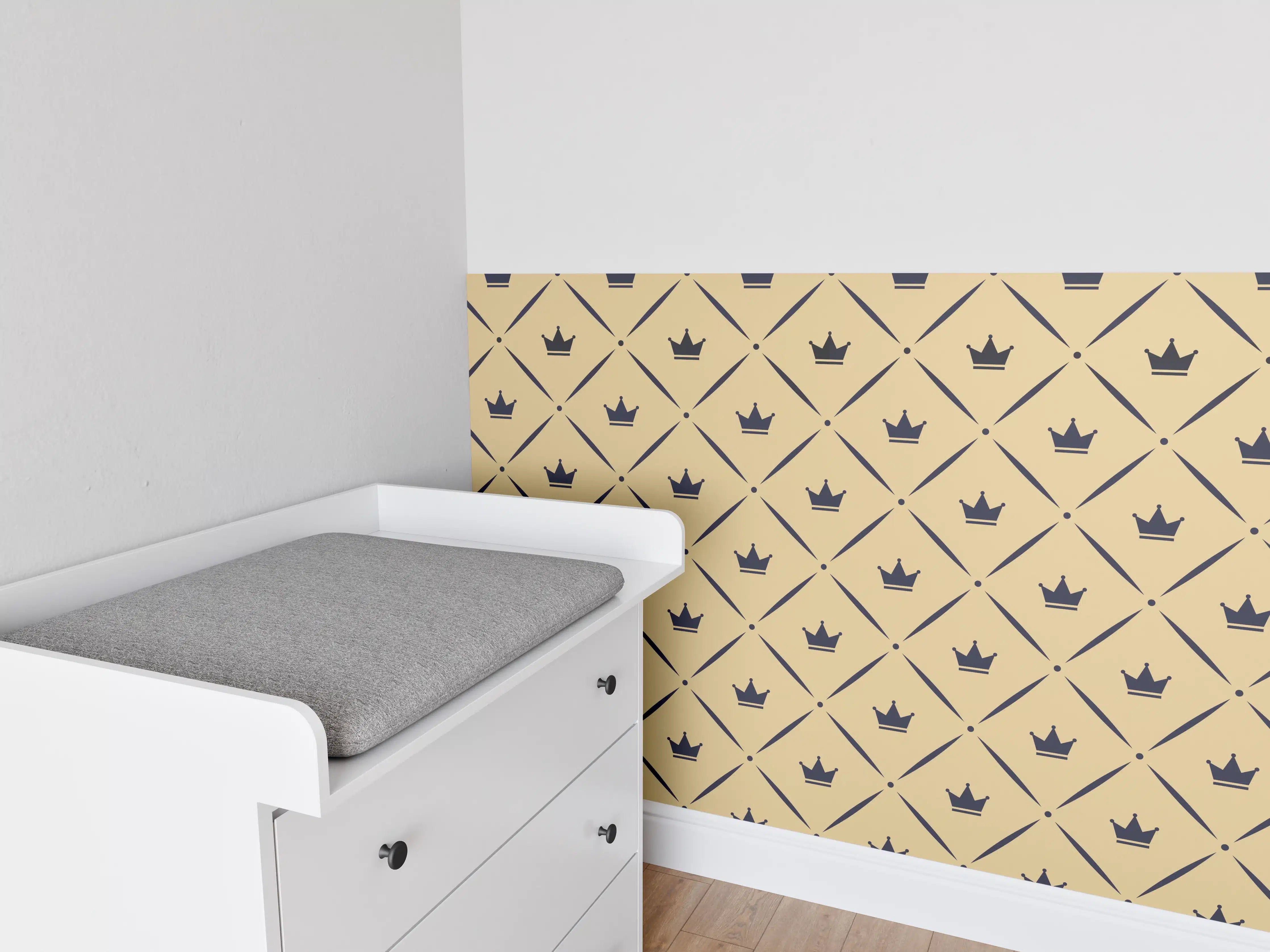 Babyzimmer Wandgestaltung - Geometrisches Beige-Braun Muster