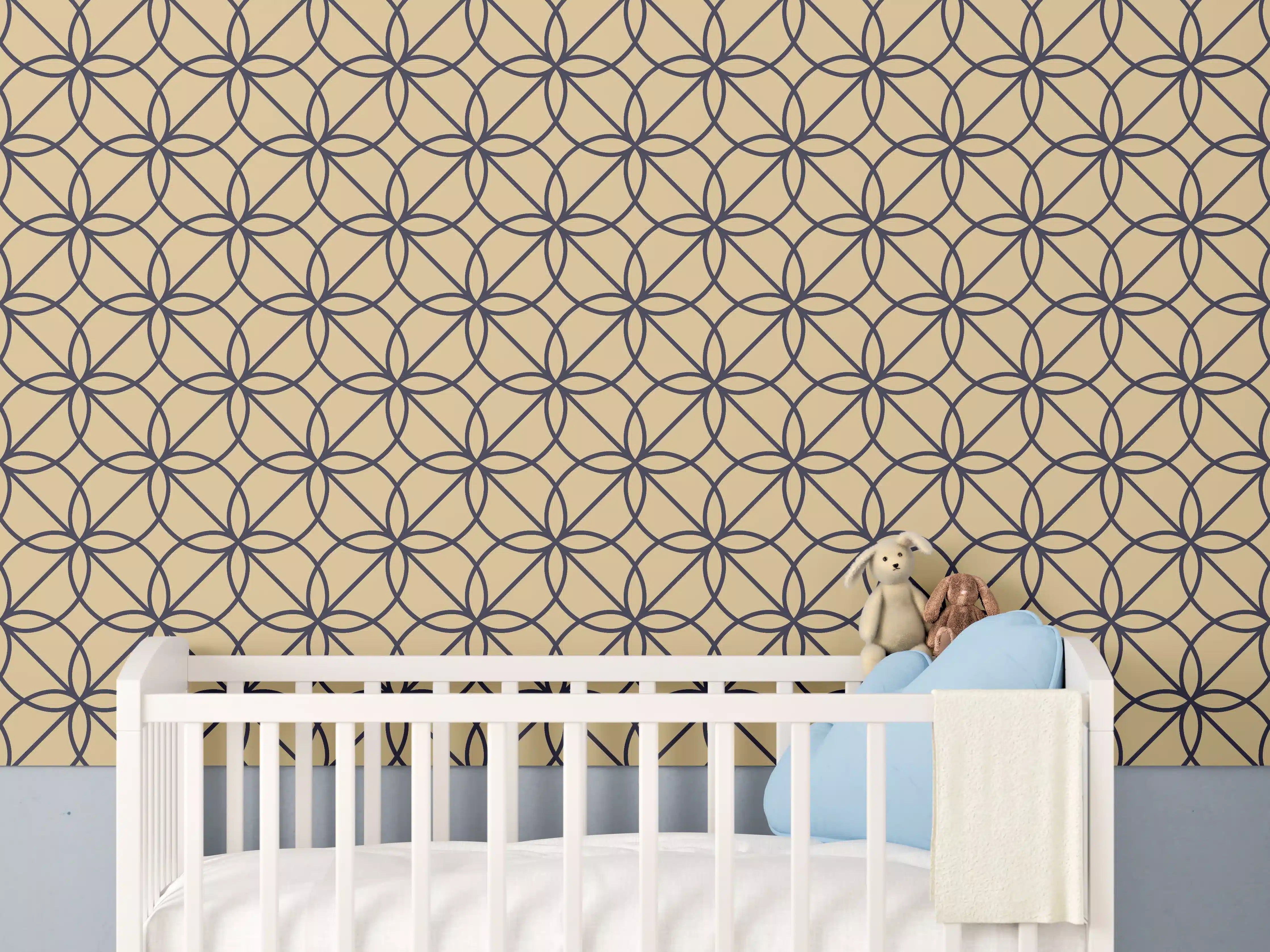 Babyzimmer Wandgestaltung - Geometrisches Gelb-Schwarz Muster
