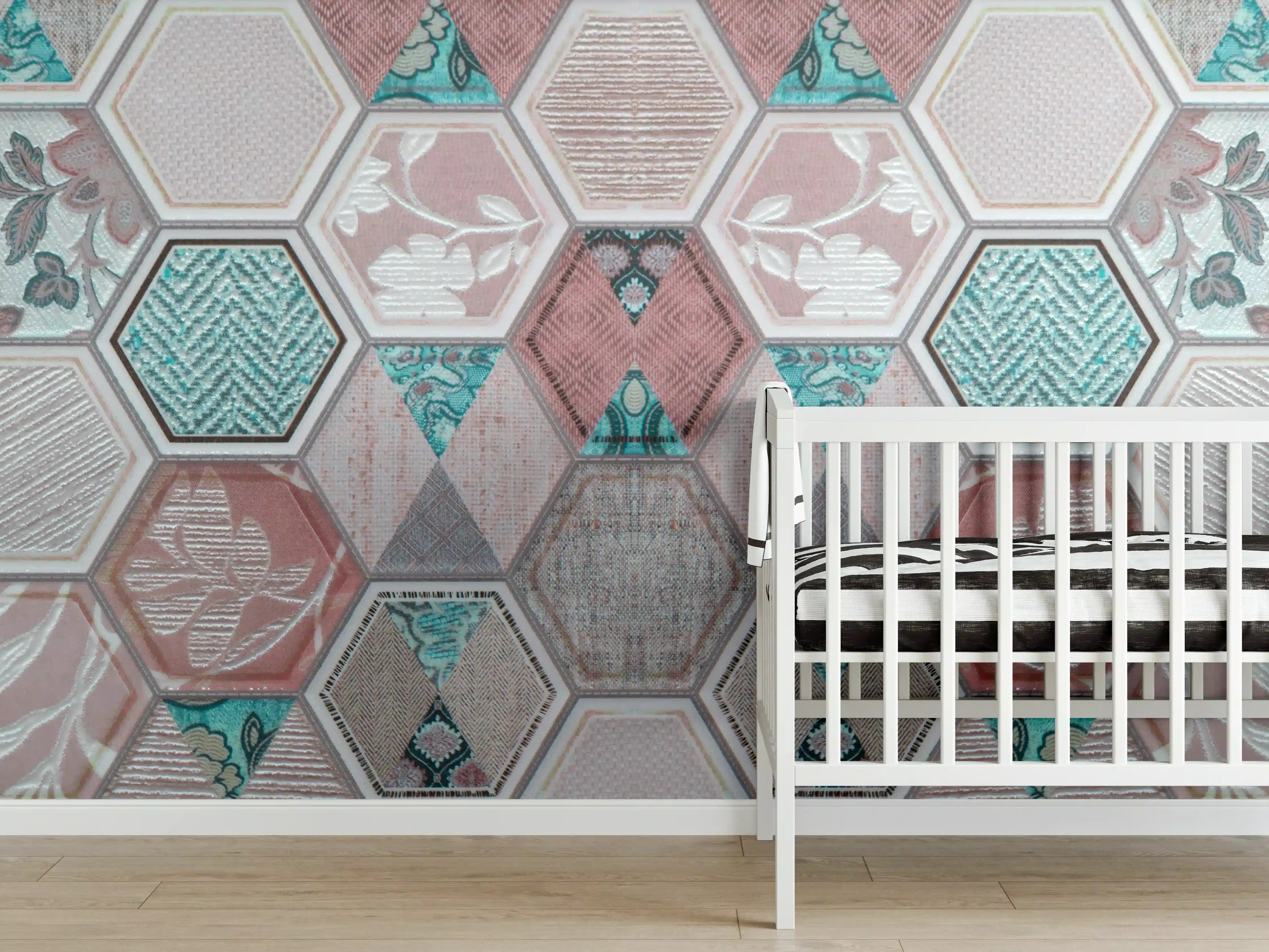 Babyzimmer Wandgestaltung - Geometrisches Muster Pastell