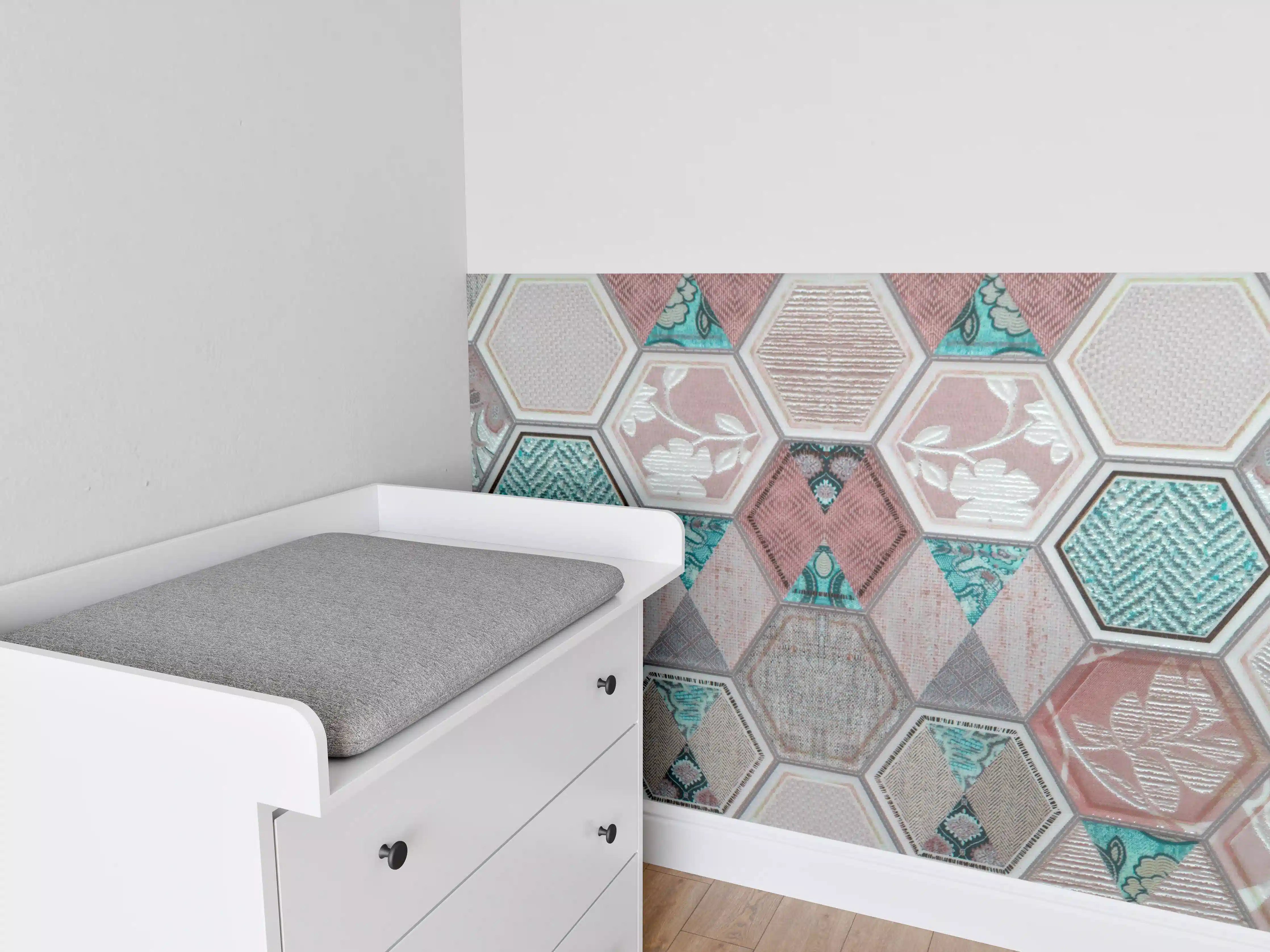 Babyzimmer Wandgestaltung - Geometrisches Muster Pastell