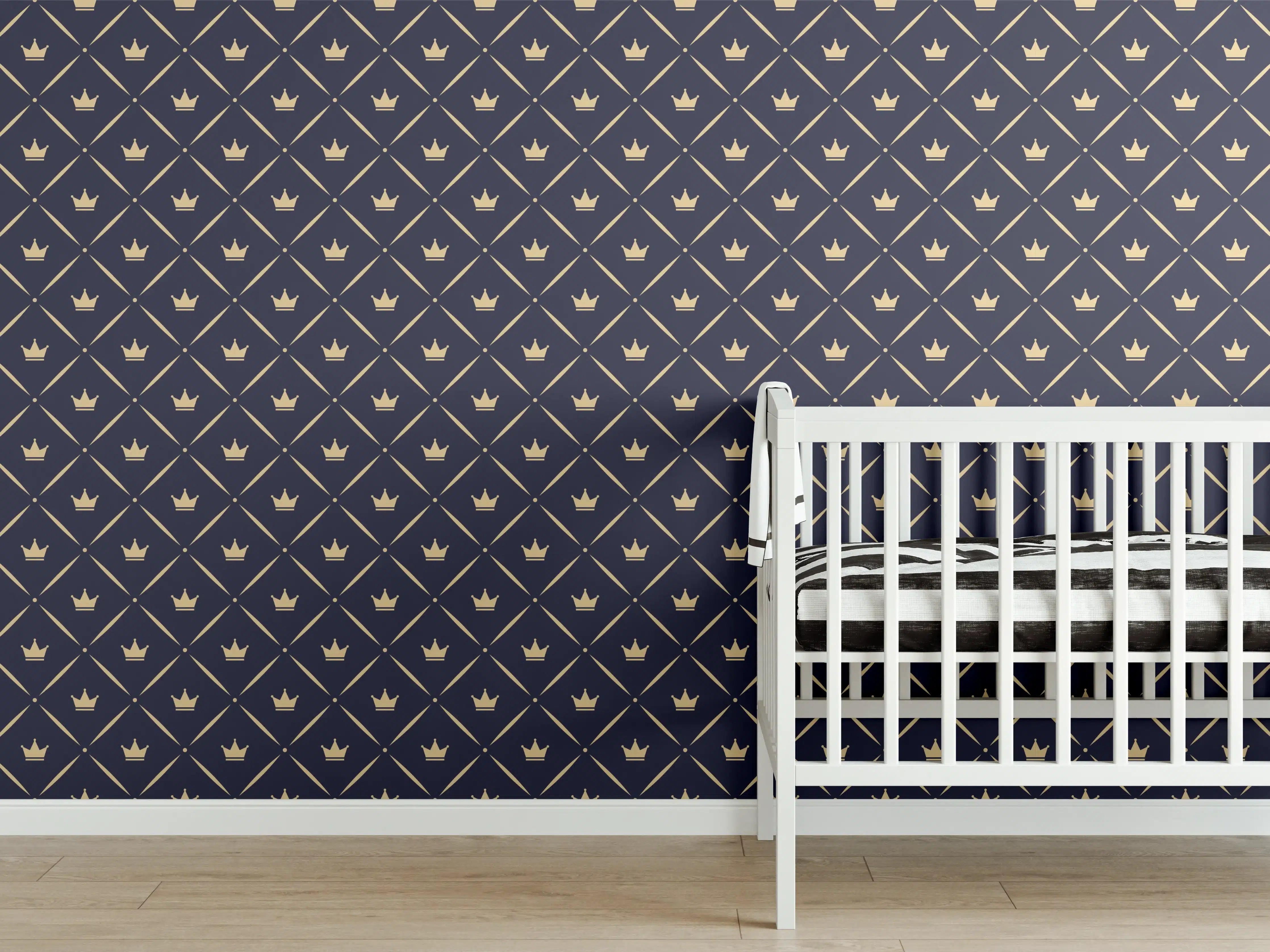 Babyzimmer Wandgestaltung - Geometrisches Muster in Marineblau