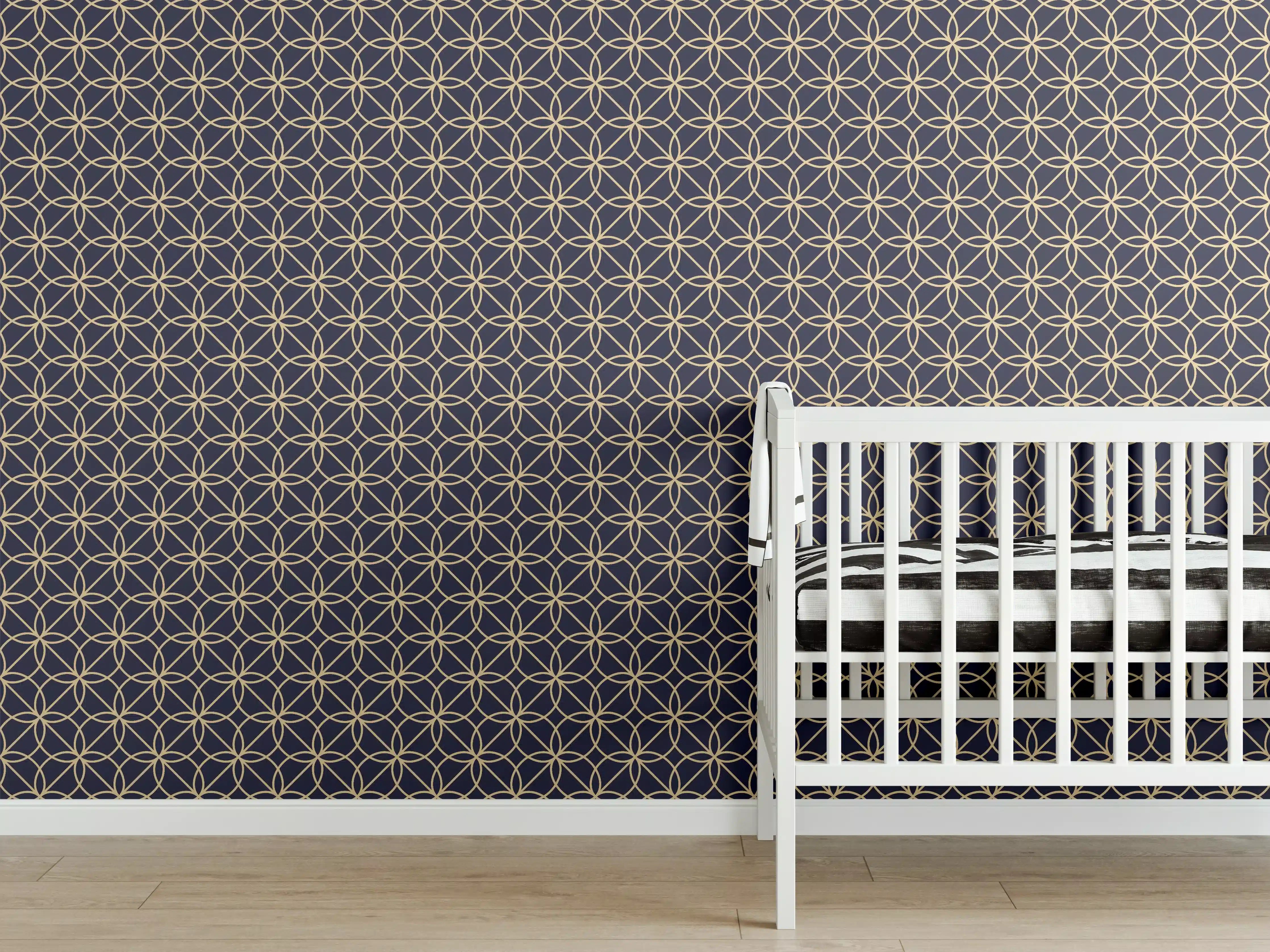 Babyzimmer Wandgestaltung - Geometrisches Navy Muster Design