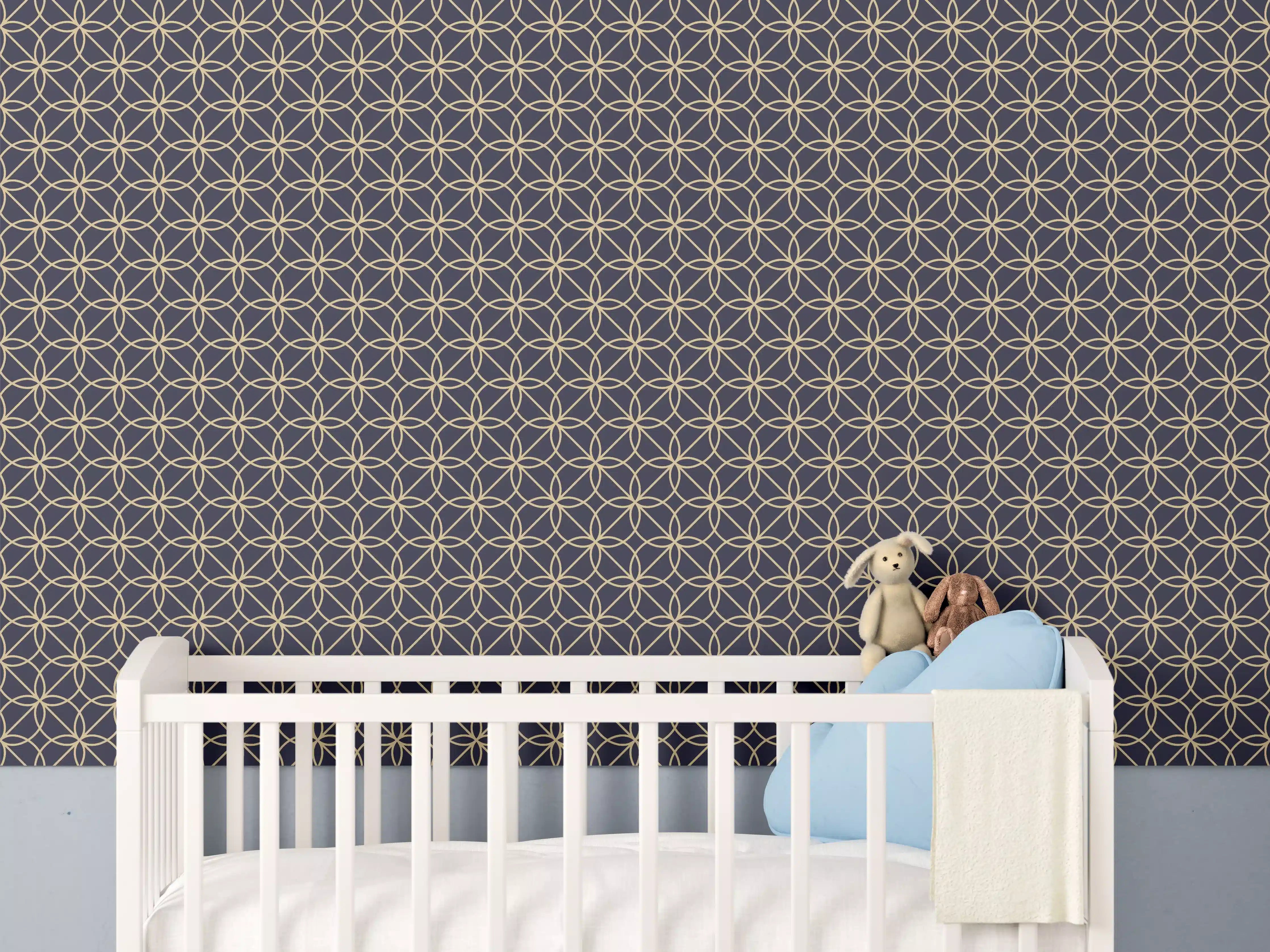 Babyzimmer Wandgestaltung - Geometrisches Navy Muster Design