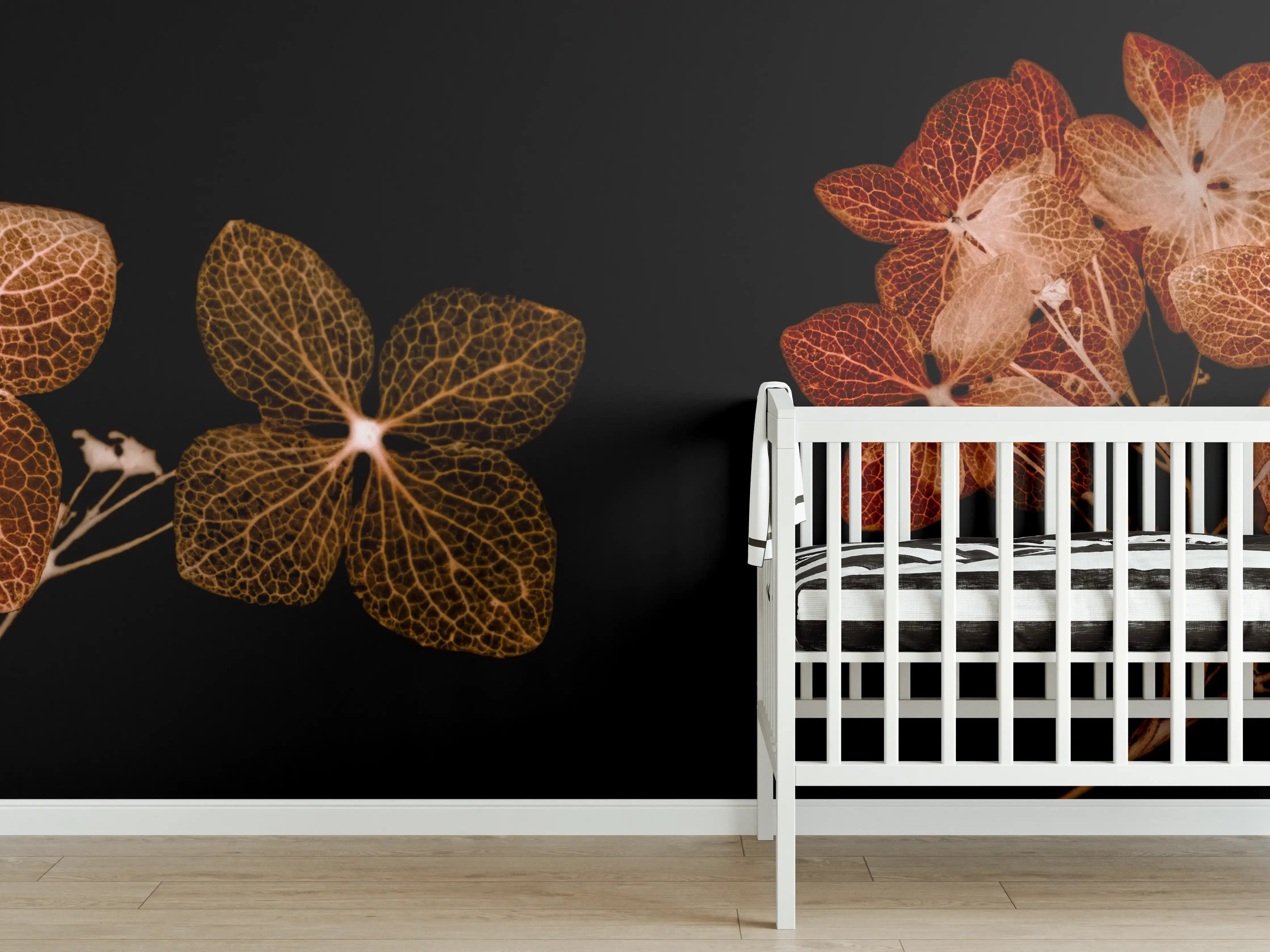 Babyzimmer Wandgestaltung - Getrocknete Hortensien Detailaufnahme