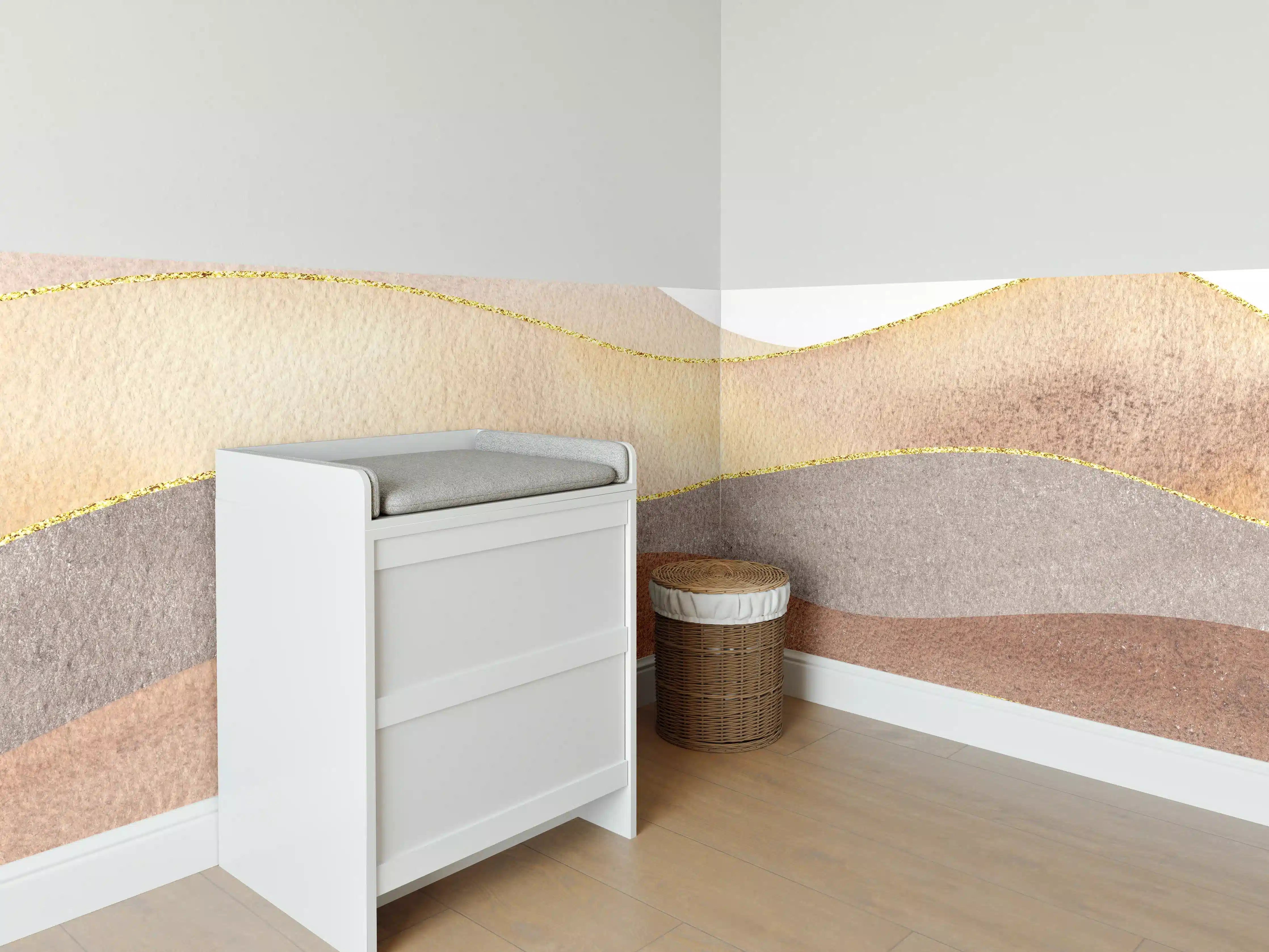 Babyzimmer Wandgestaltung - Gewellte Bergsilhouette - Aquarellformen