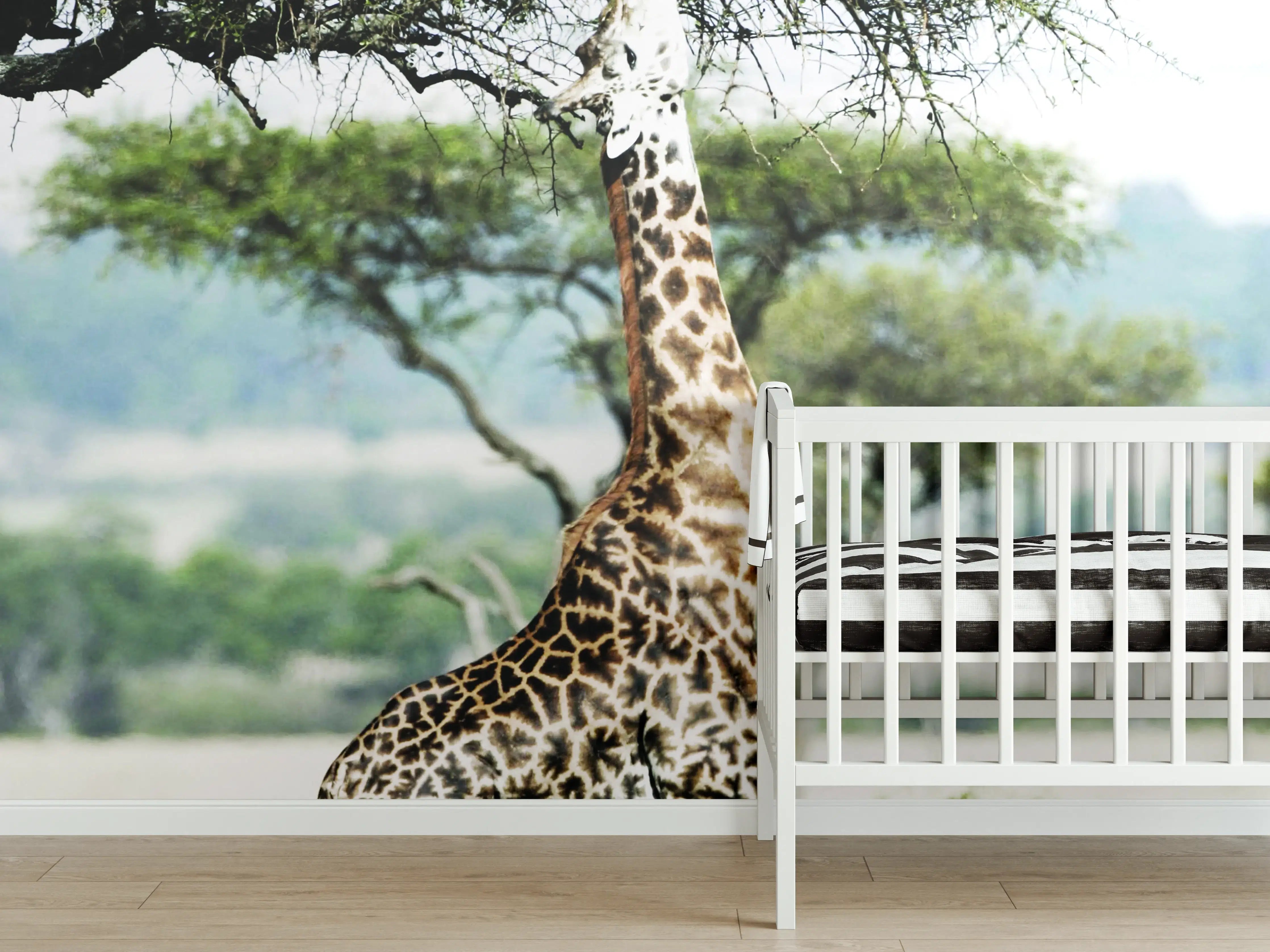 Babyzimmer Wandgestaltung - Giraffe in der Savanne