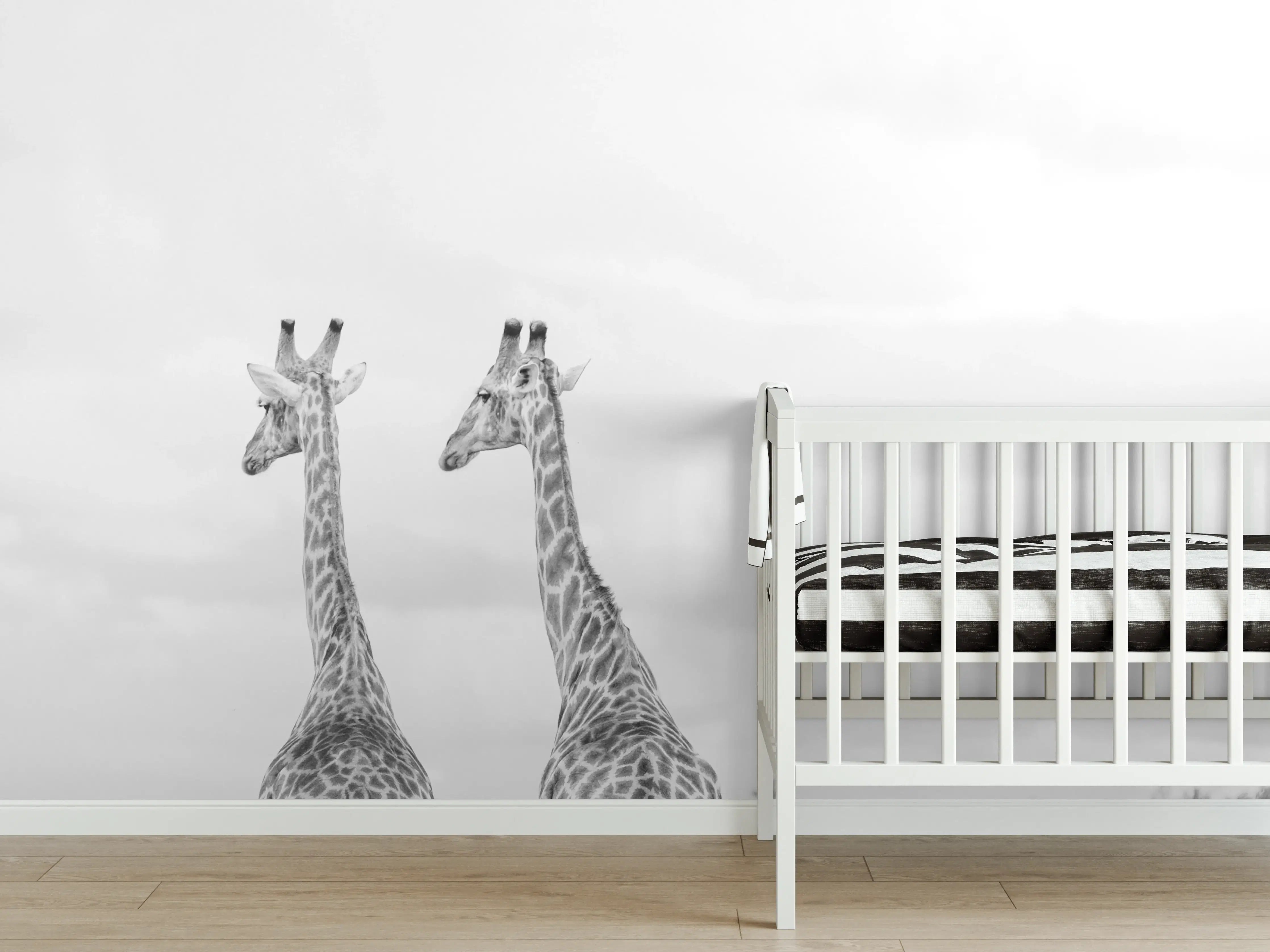 Babyzimmer Wandgestaltung - Giraffen und Zebras - schwarz-weiß