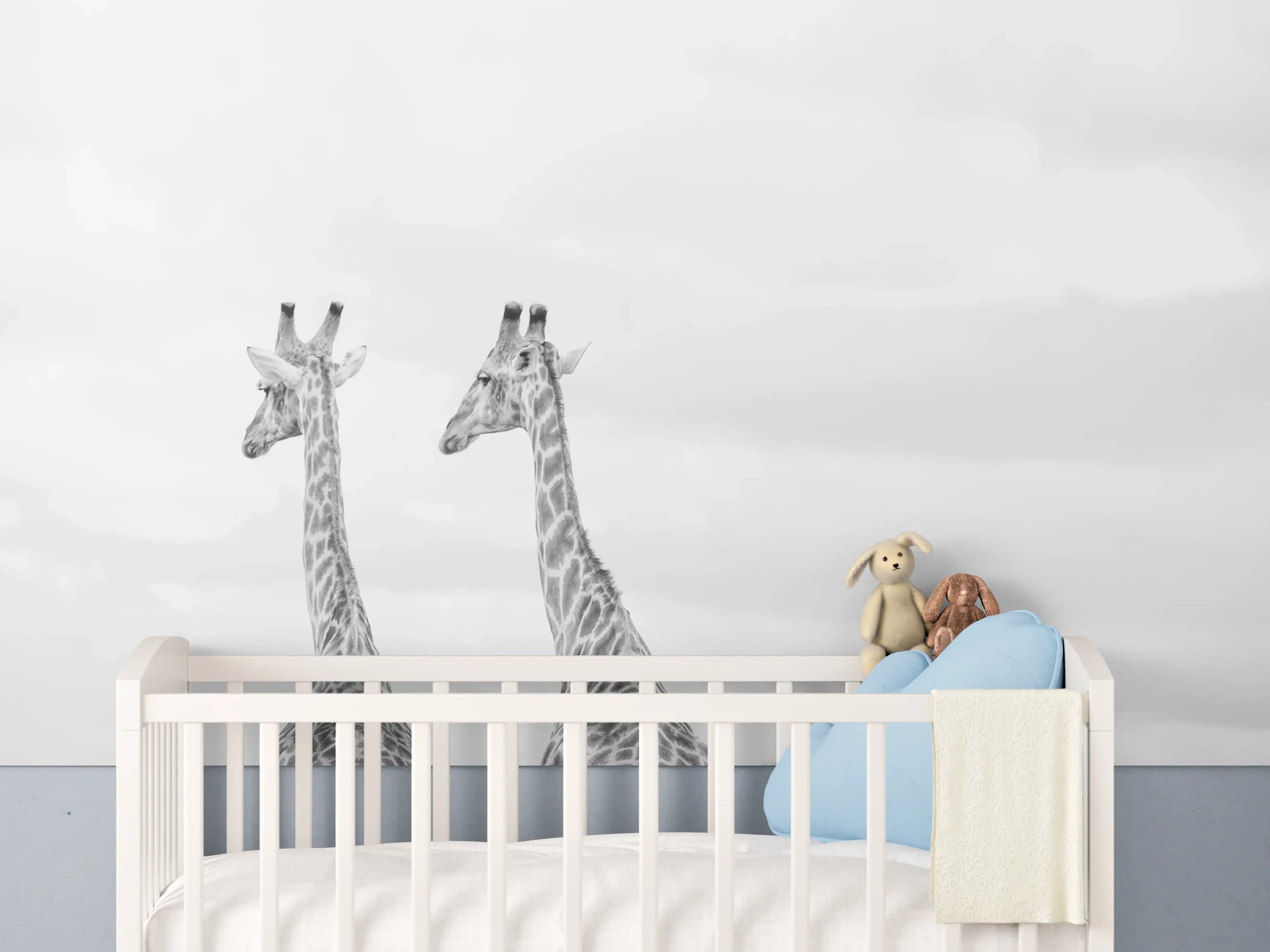 Babyzimmer Wandgestaltung - Giraffen und Zebras - schwarz-weiß
